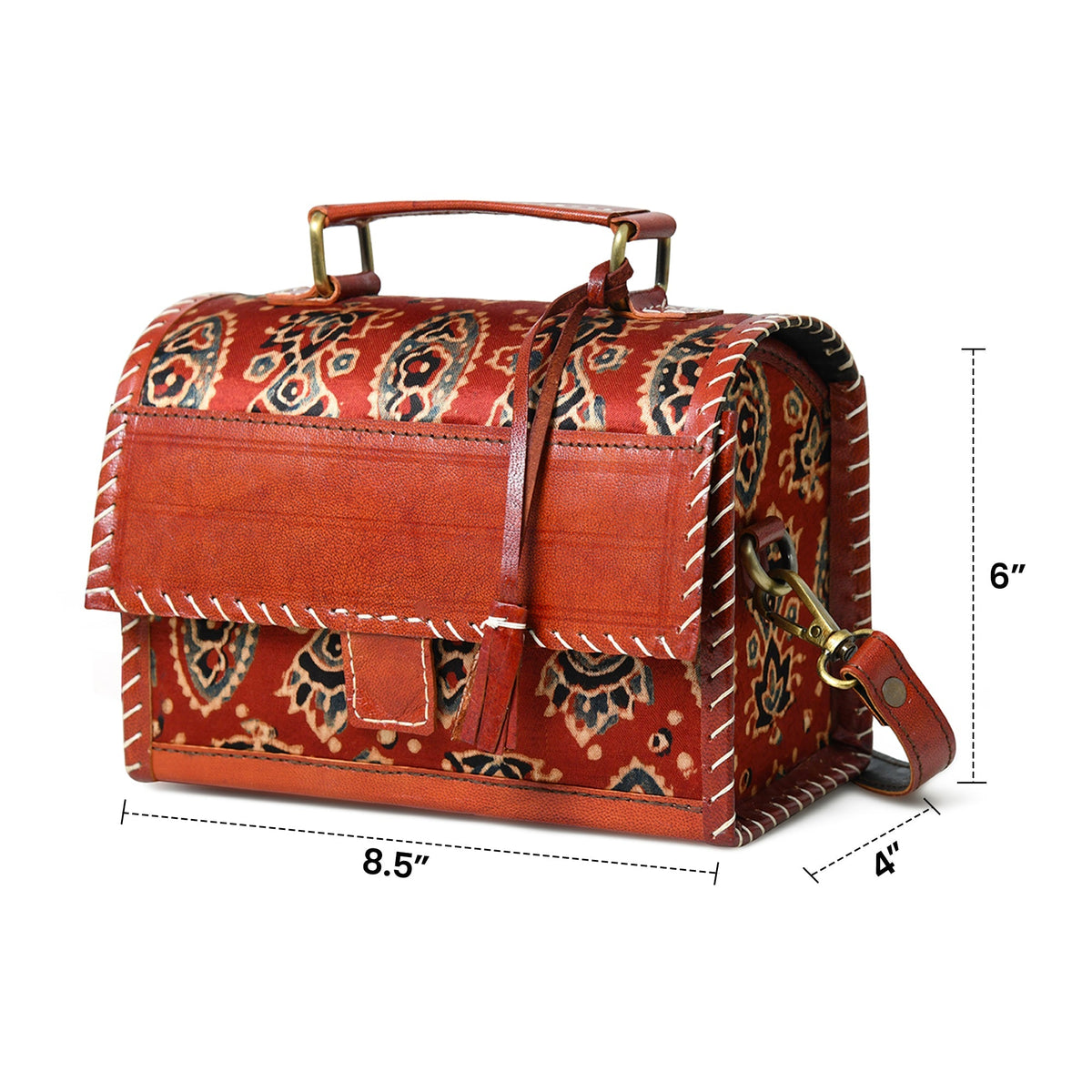 Maroon Mystique Ajrakh Satchel Purse Classy Leather Bags