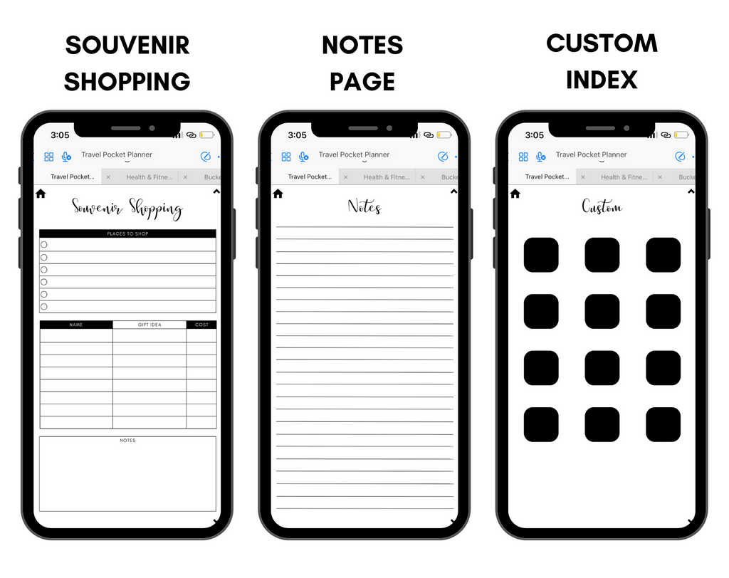 Digital Travel Phone Planner Black Jessica Autumn