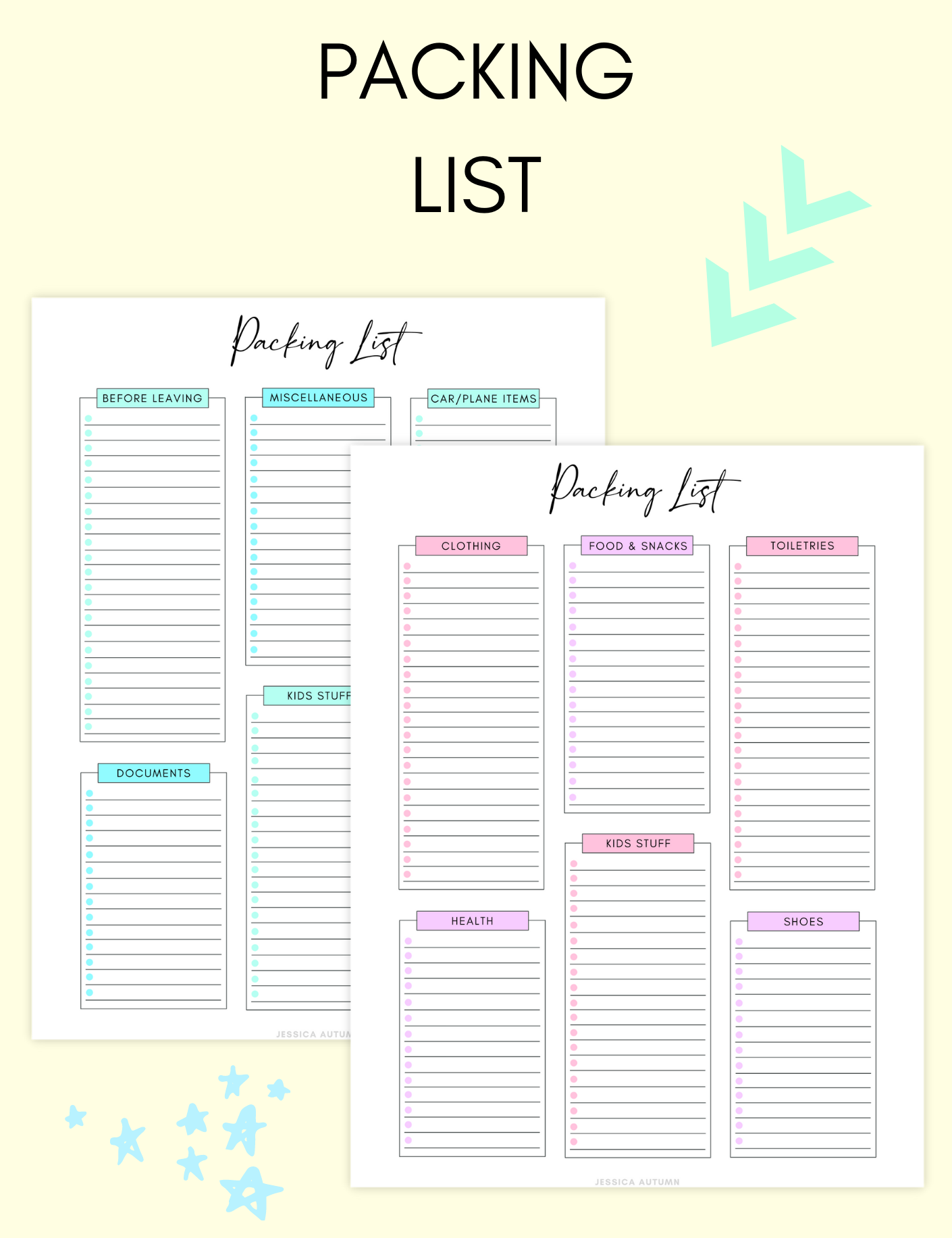 Packing List Jessica Autumn