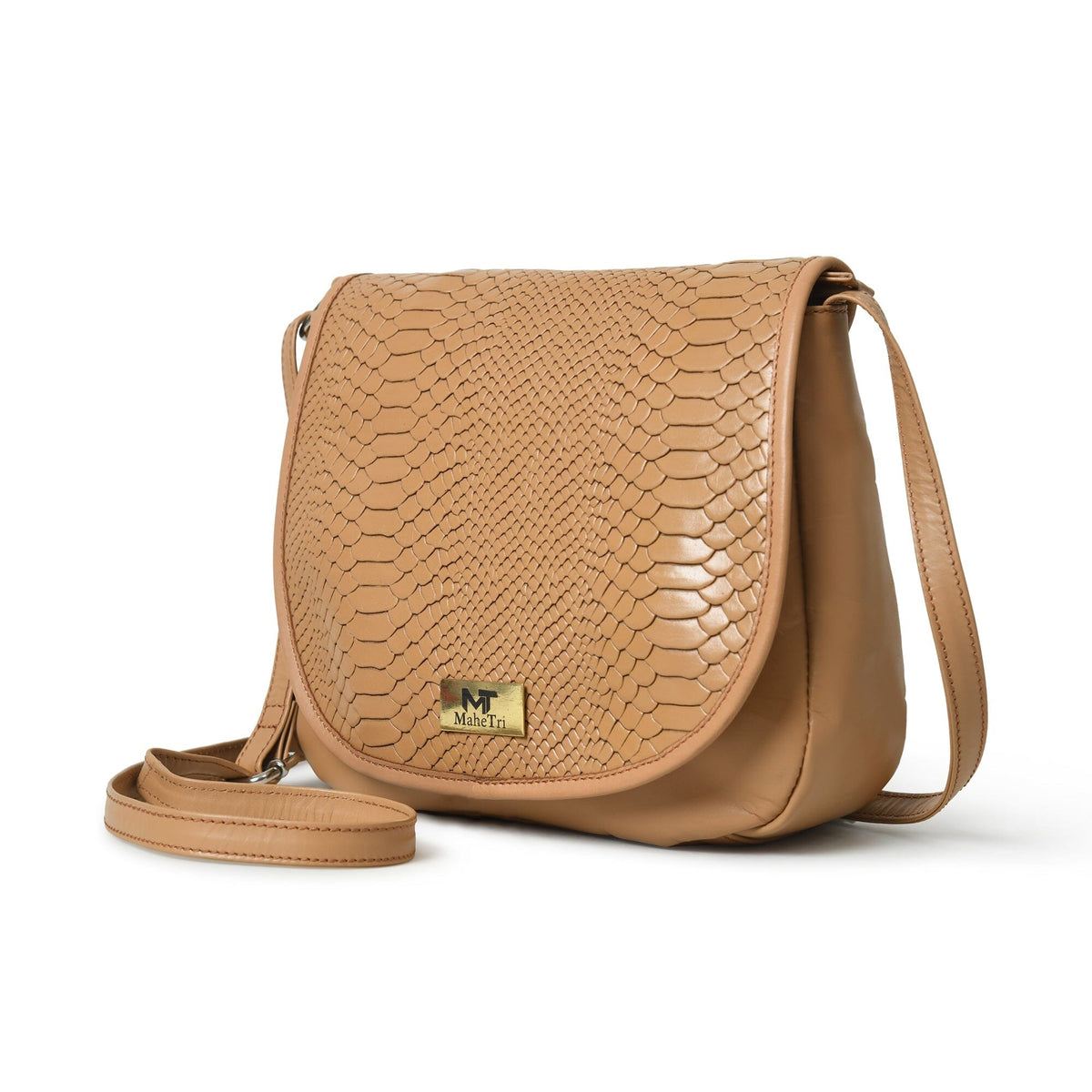 The Croco Satchel- Beige Classy Leather Bags