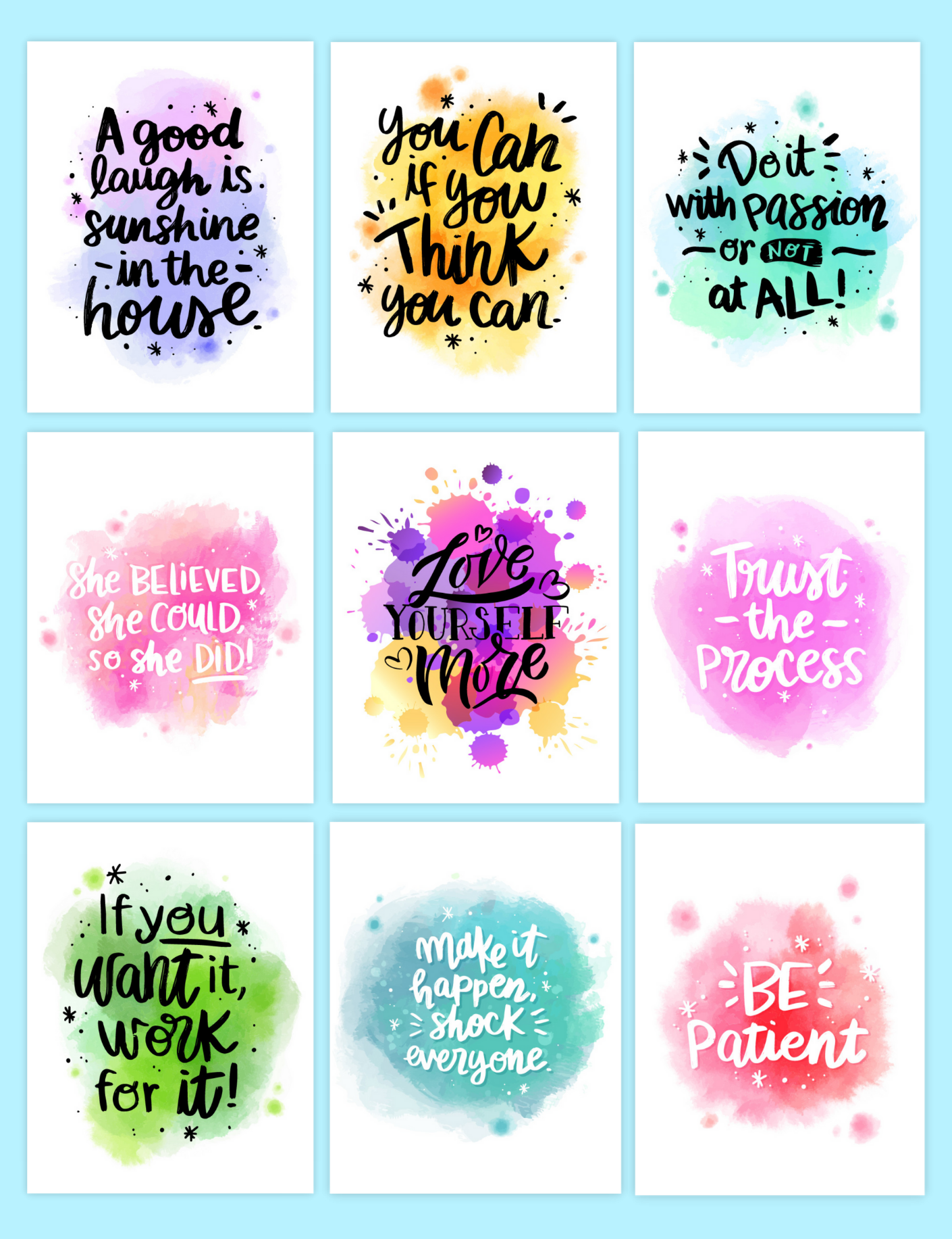 15 Inspirational Quote Watercolor Wall Art Jessica Autumn