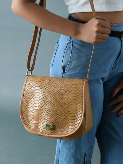 The Croco Satchel- Beige Classy Leather Bags
