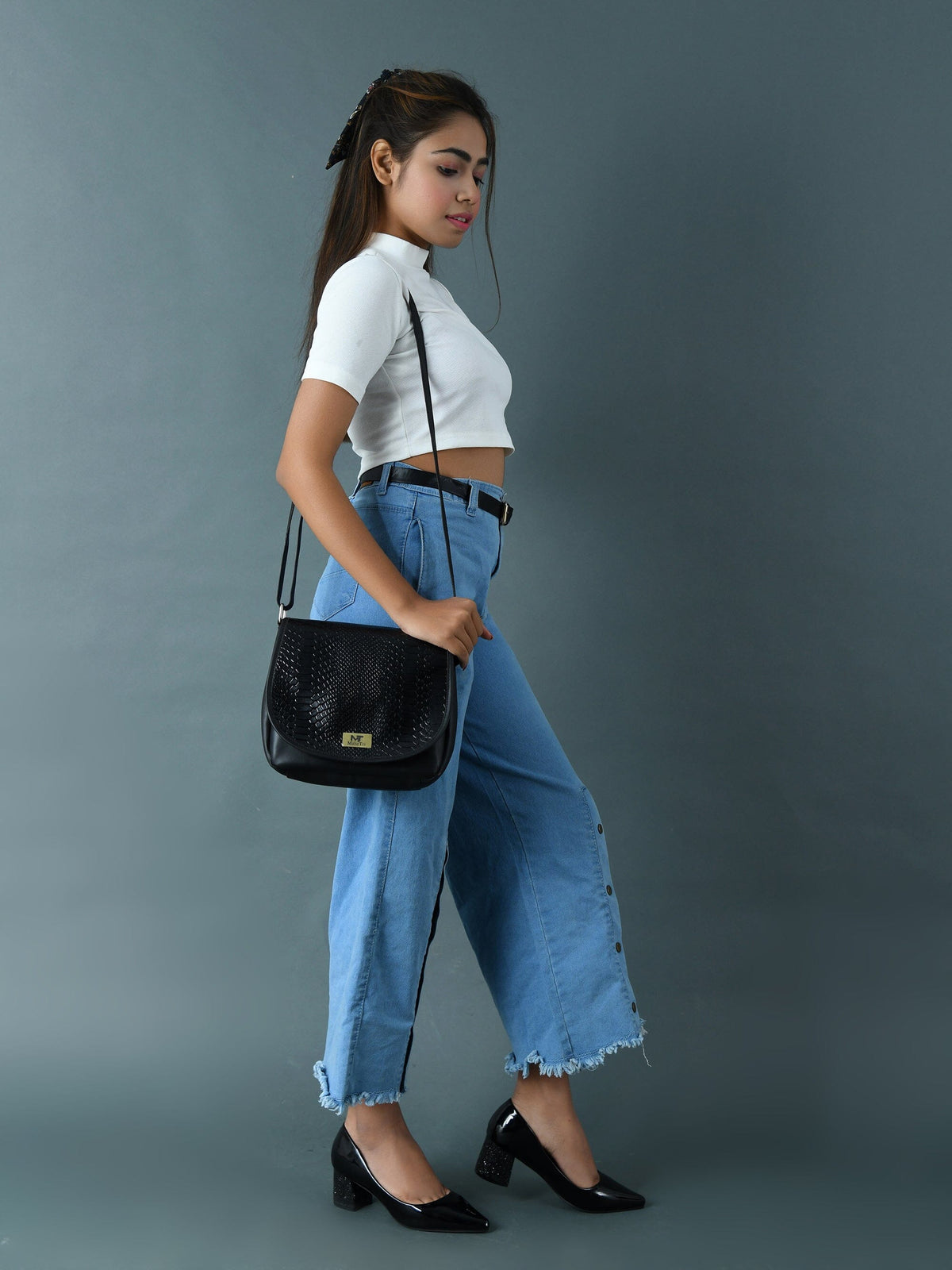 The Croco Satchel- Black Classy Leather Bags