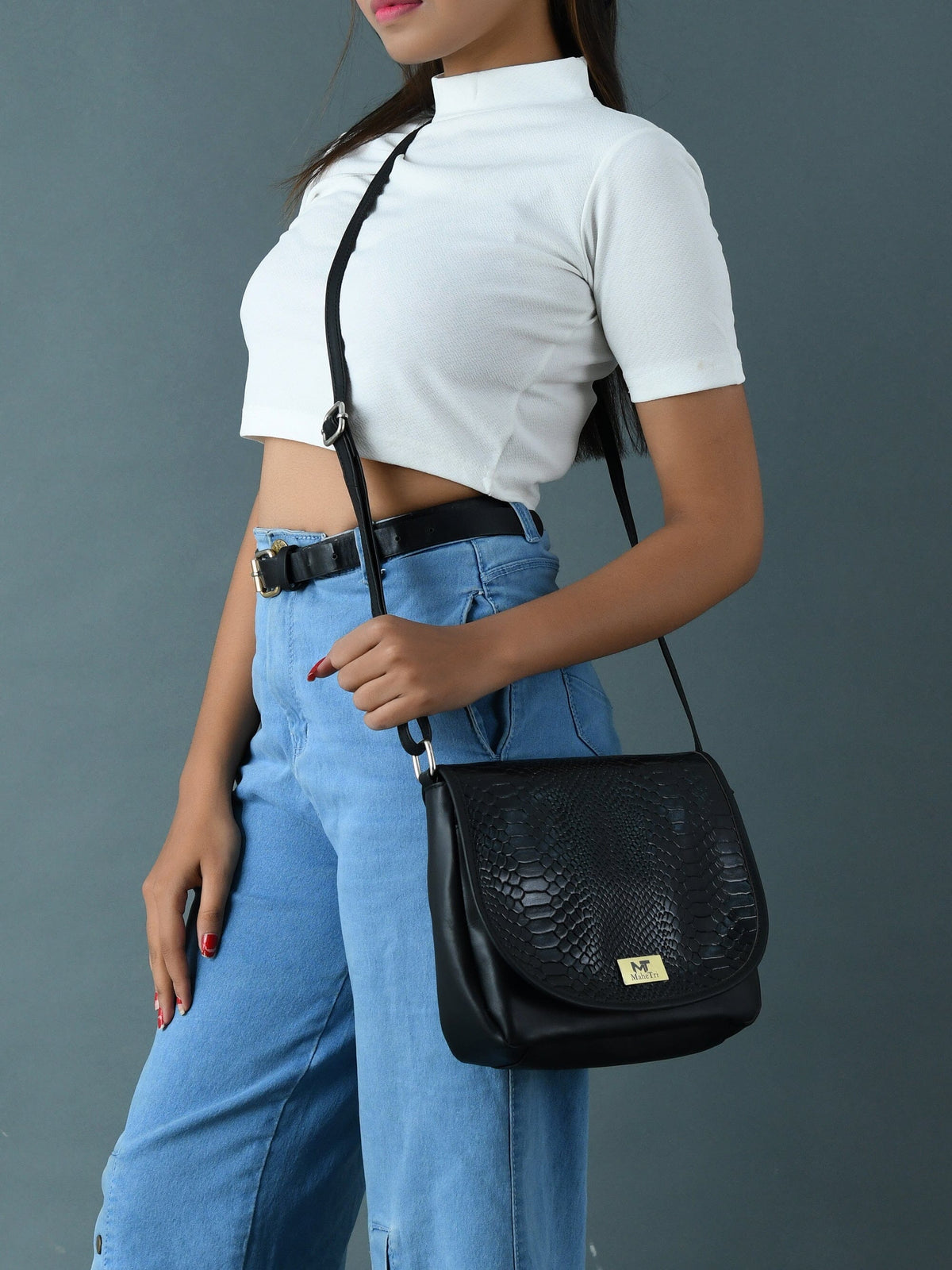 The Croco Satchel- Black Classy Leather Bags