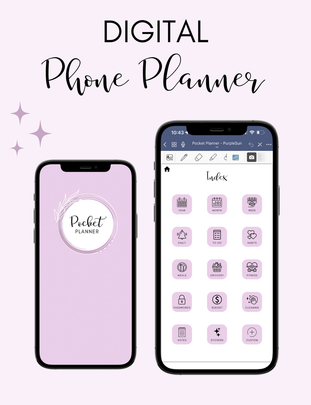 Digital Phone Planner Purple Jessica Autumn