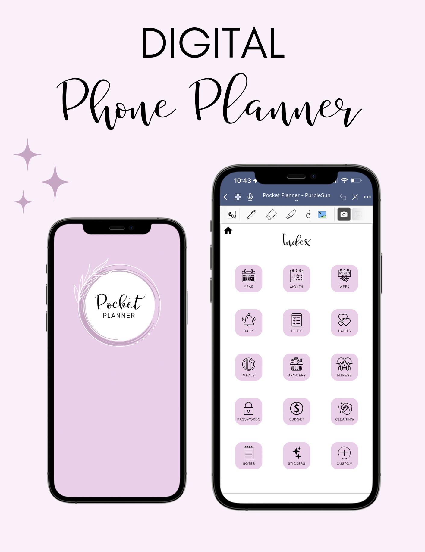 Digital Phone Planner Purple Jessica Autumn