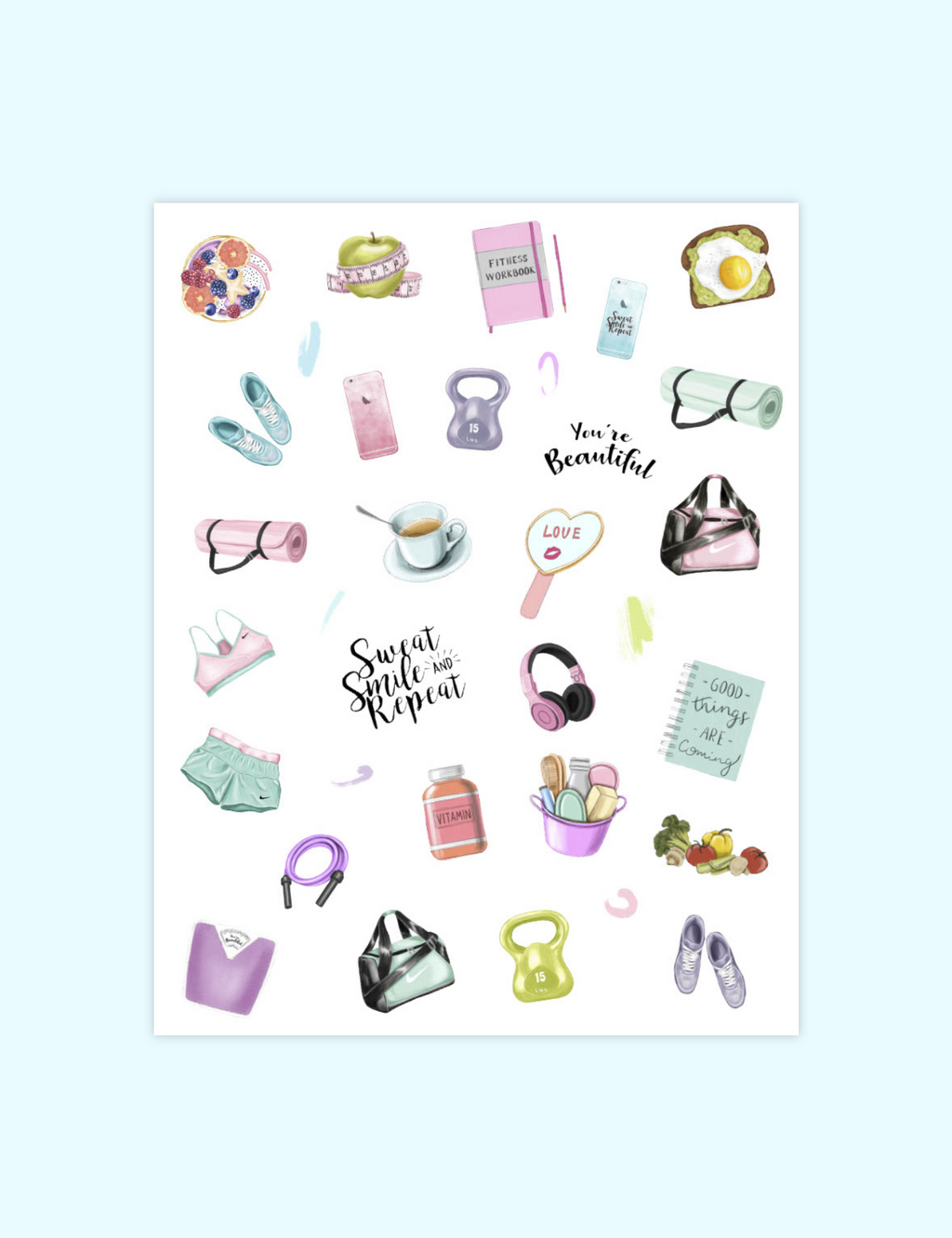 Health and Fitness Stickers Jessica Autumn