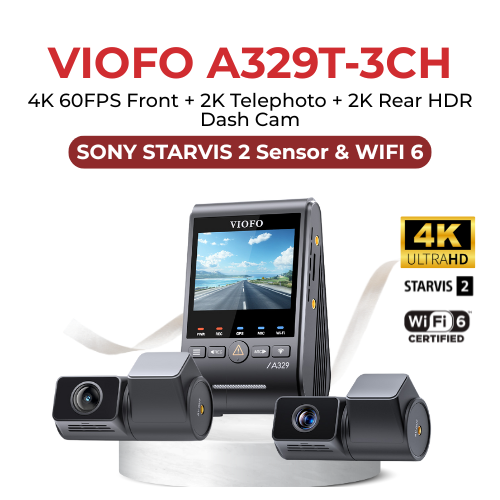 VIOFO A329T 4K+2K+2K 3-Channel 60FPS Wi-Fi 6 Dash Cam BlackboxMyCar