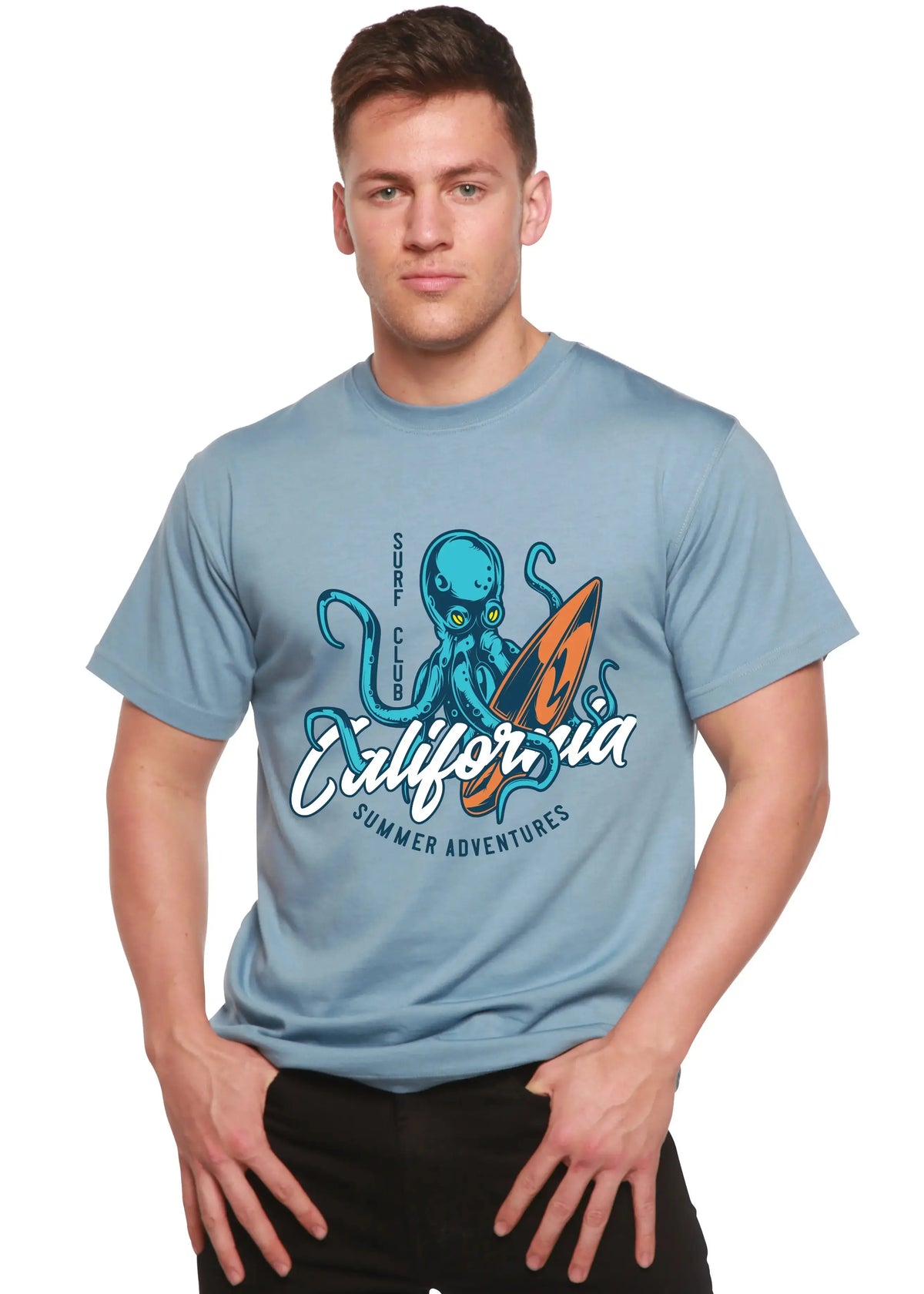 California Summer Adventures Men's Bamboo Viscose/Organic Cotton Short Sleeve Graphic T-Shirt Spun Bamboo