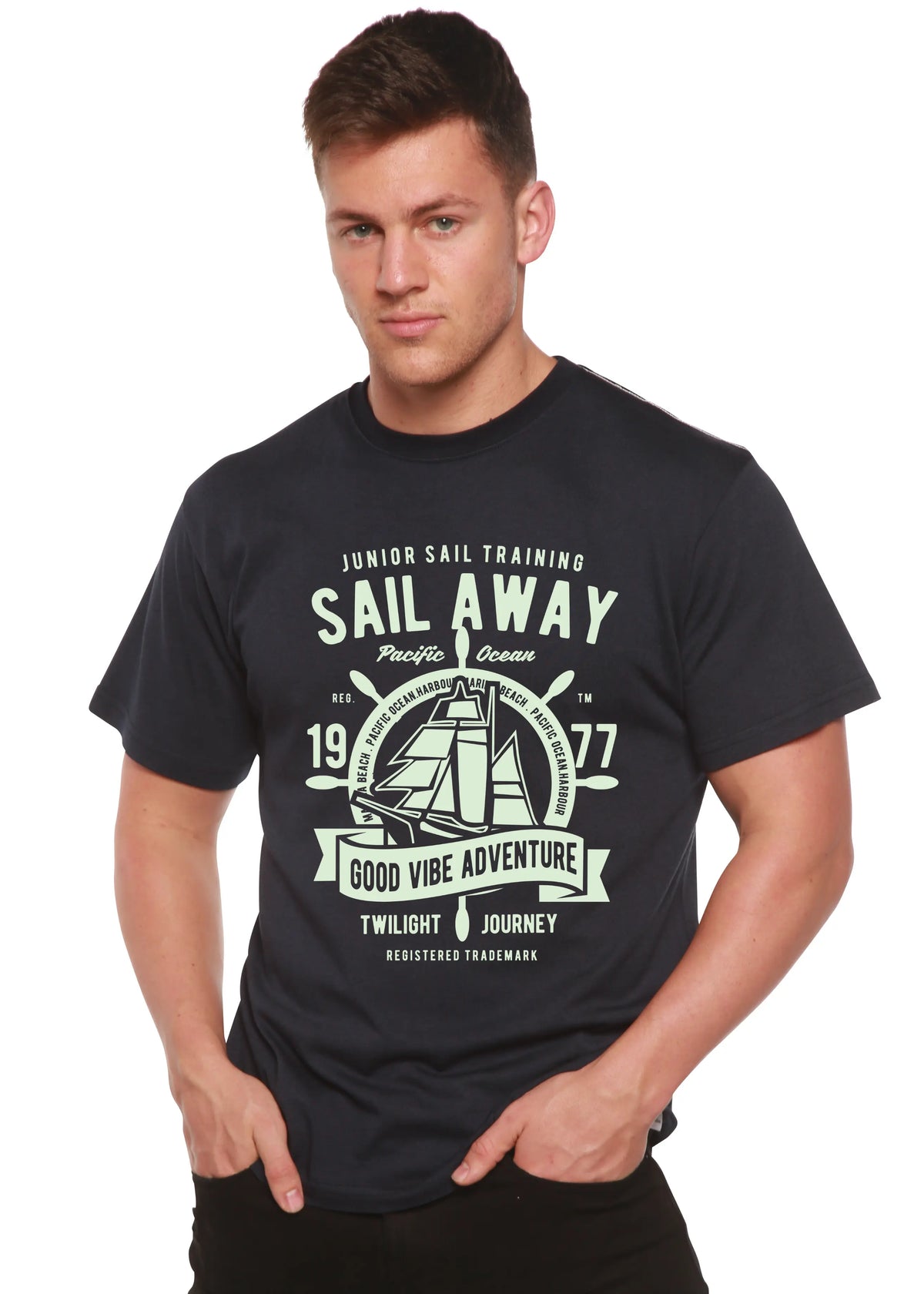 Sail Away Spun Bamboo® Men's Bamboo Viscose/Organic Cotton Short Sleeve Graphic T-Shirt Spun Bamboo