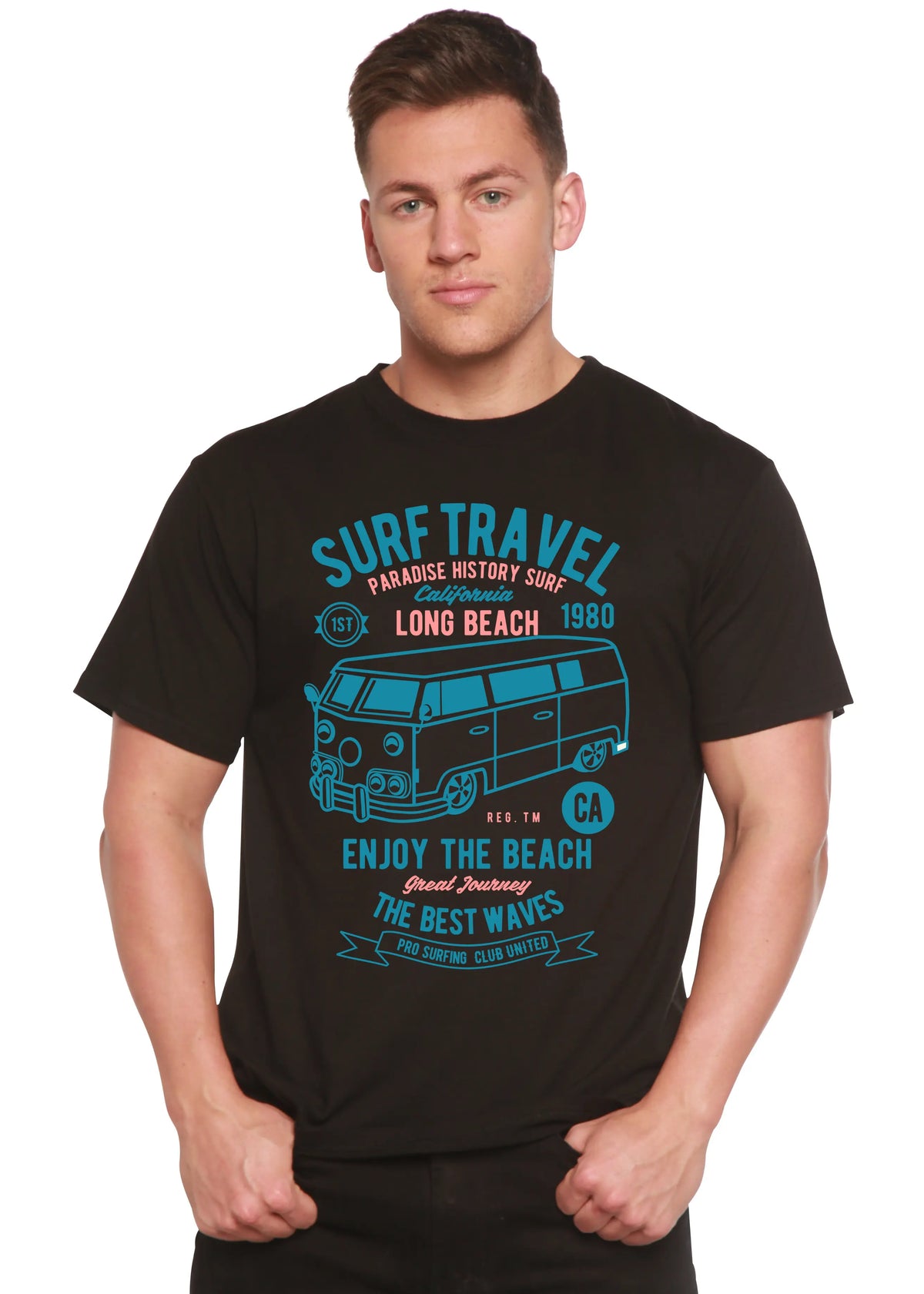 Surf Travel Spun Bamboo® Men's Bamboo Viscose/Organic Cotton Short Sleeve Graphic T-Shirt Spun Bamboo