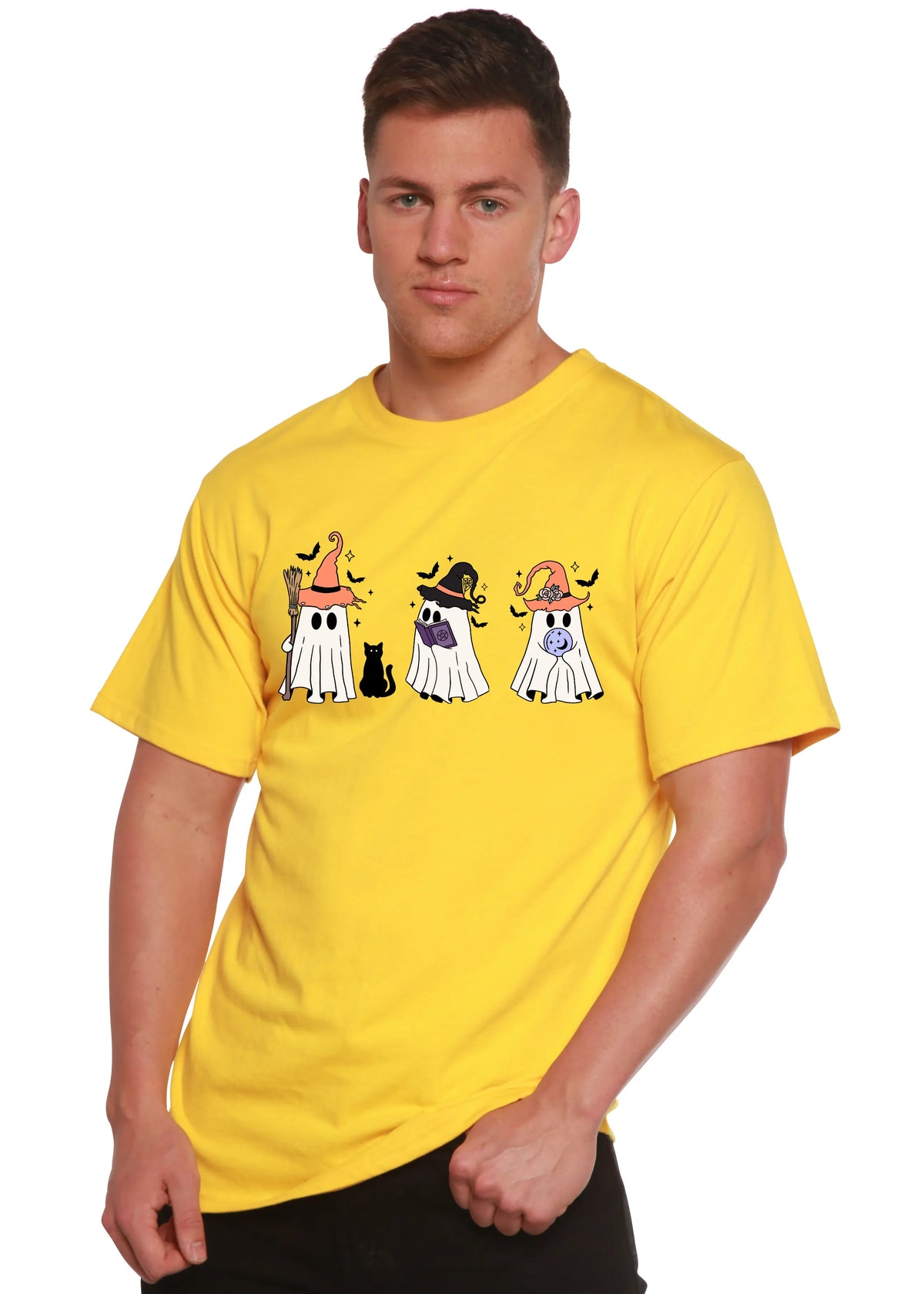 Halloween Boo Men's Bamboo Viscose/Organic Cotton Short Sleeve Graphic T-Shirt Spun Bamboo