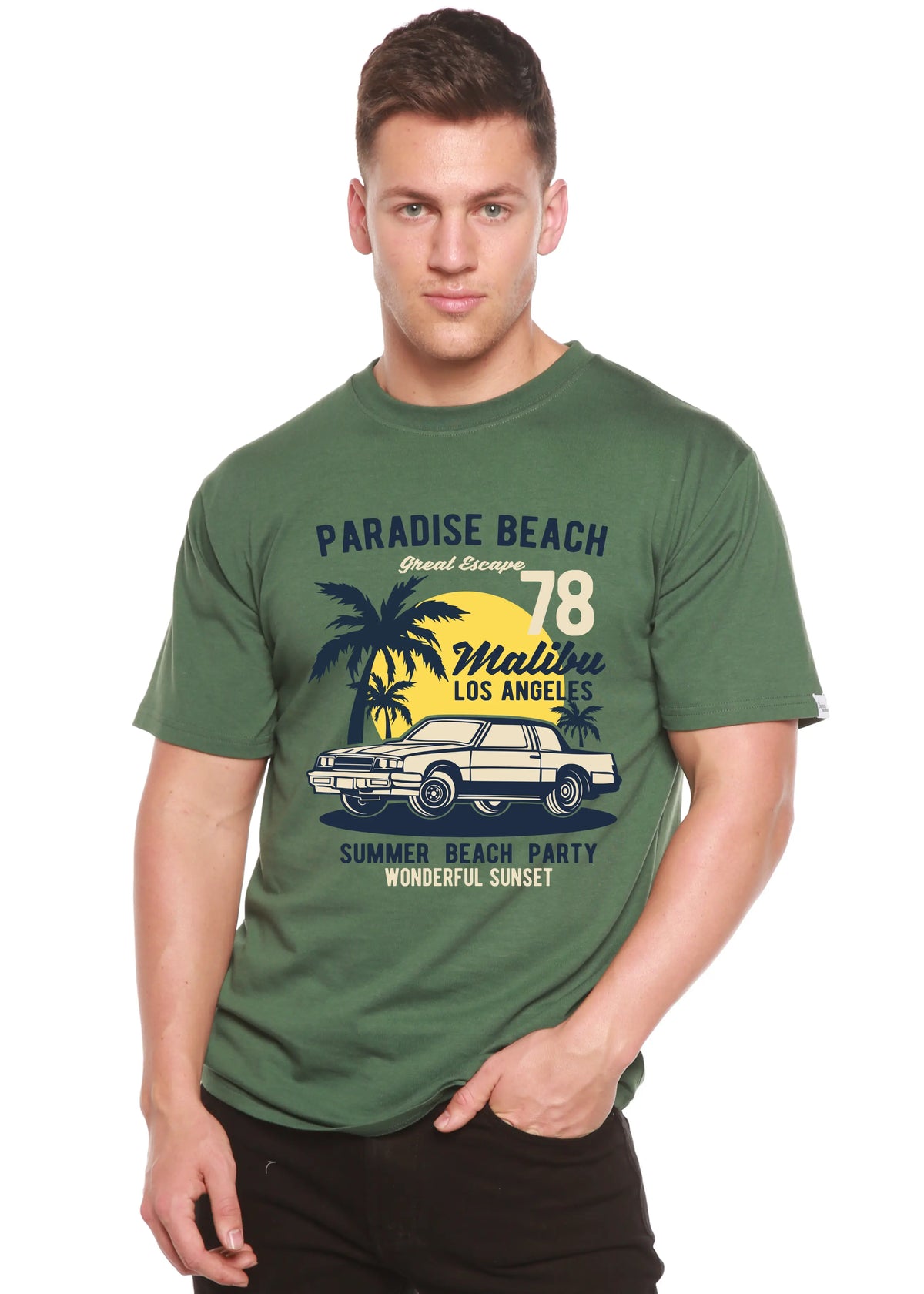 Paradise Beach Spun Bamboo® Men's Bamboo Viscose/Organic Cotton Short Sleeve Graphic T-Shirt Spun Bamboo