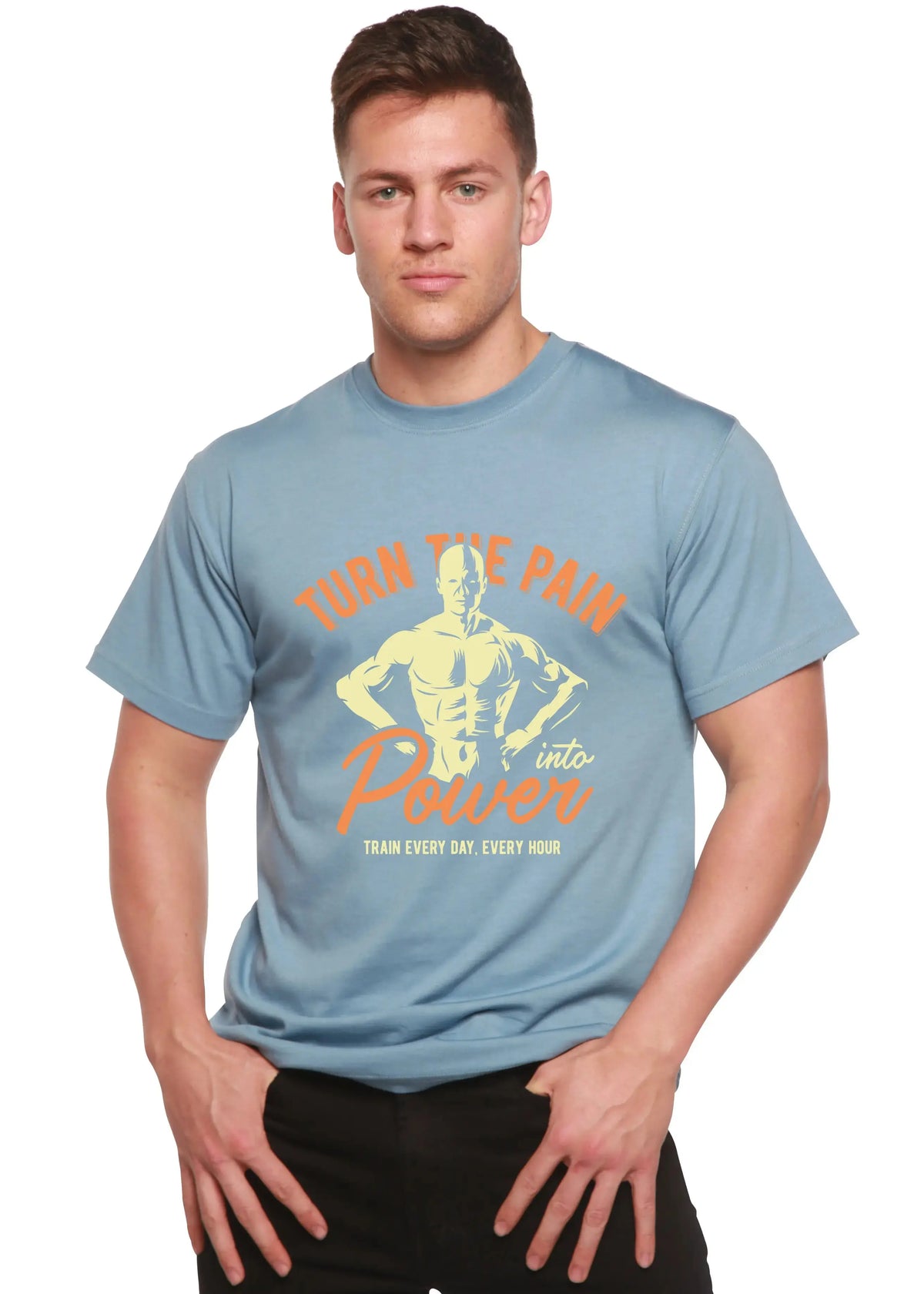 Turn The Pain Men's Bamboo Viscose/Organic Cotton Short Sleeve Graphic T-Shirt Spun Bamboo