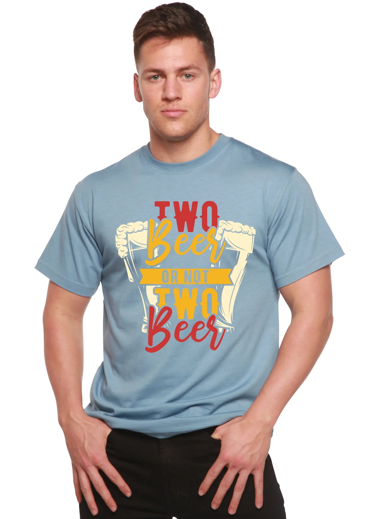 Two Beer Men's Bamboo Viscose/Organic Cotton Short Sleeve Graphic T-Shirt Spun Bamboo