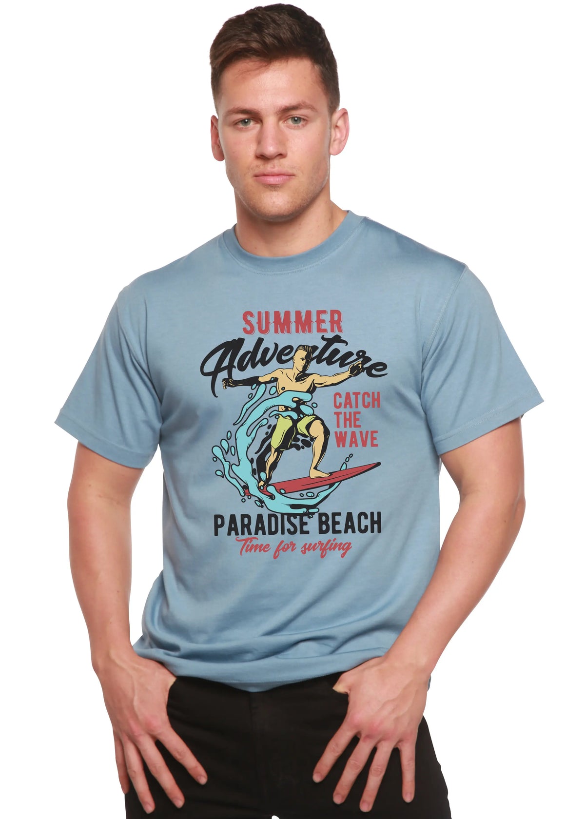 Catch The Wave Men's Bamboo Viscose/Organic Cotton Short Sleeve Graphic T-Shirt Spun Bamboo