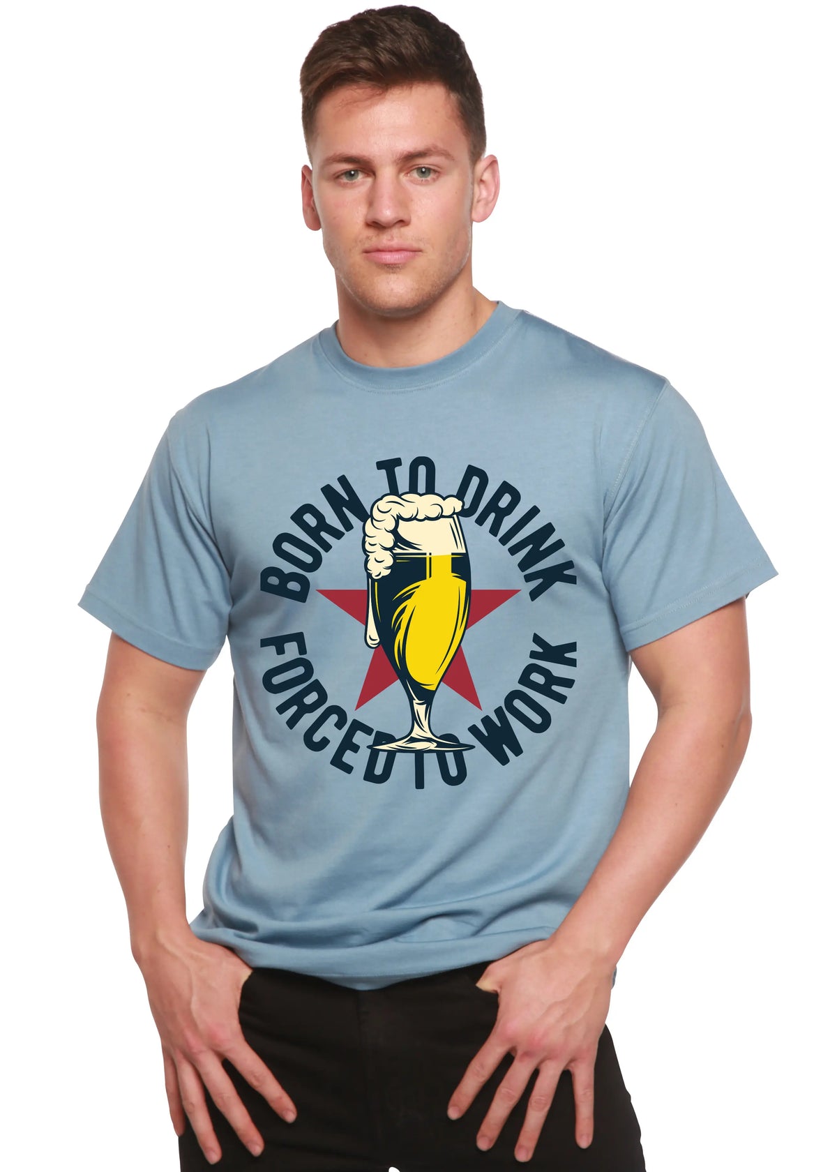 Born to Drink Men's Bamboo Viscose/Organic Cotton Short Sleeve Graphic T-Shirt Spun Bamboo