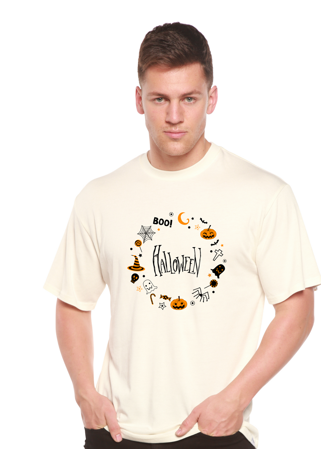 Bool Halloween Men's Bamboo Viscose/Organic Cotton Short Sleeve Graphic T-Shirt Spun Bamboo