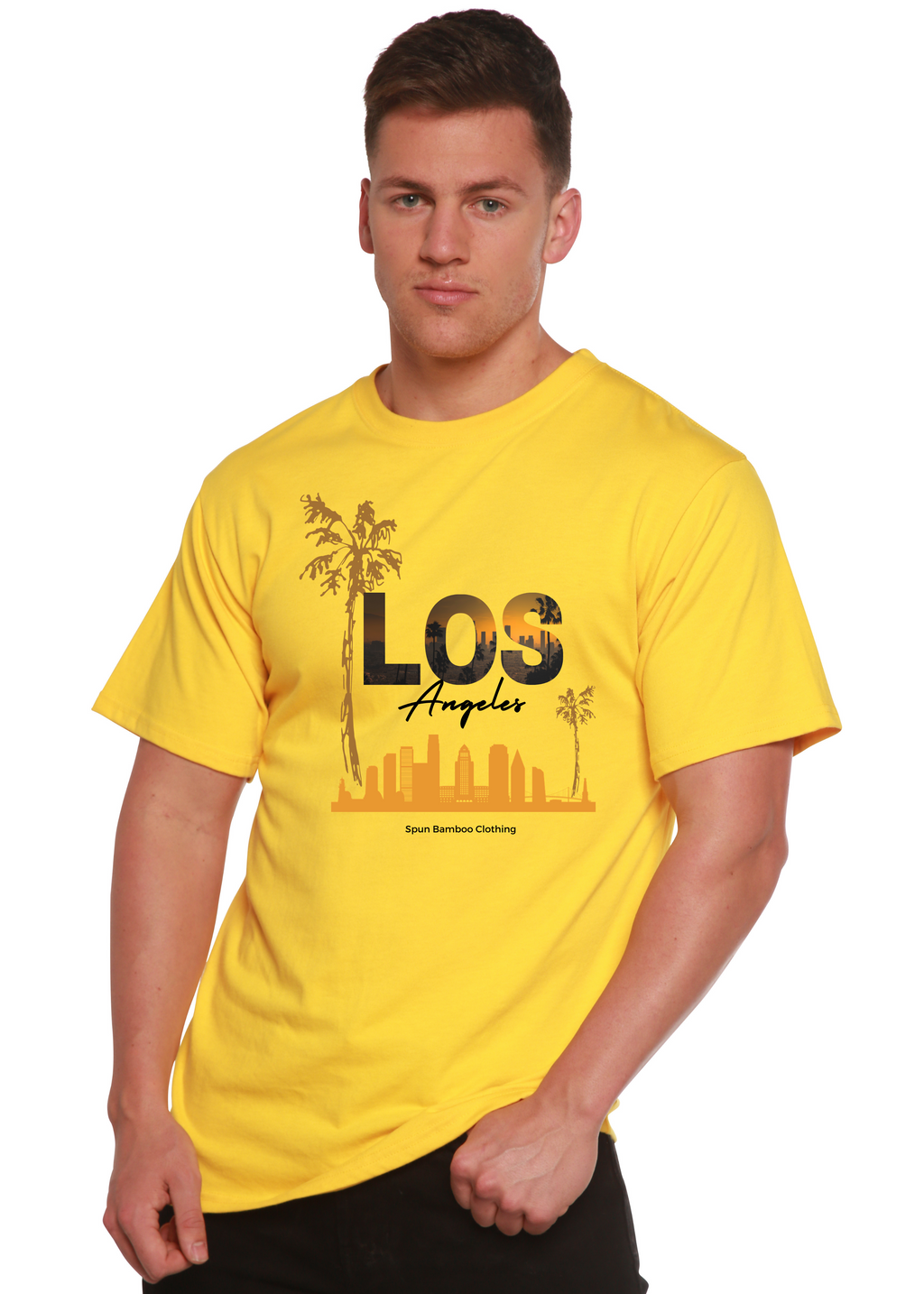 Los Angeles Unisex Bamboo Viscose/Organic Cotton Short Sleeve Graphic T-Shirt Spun Bamboo
