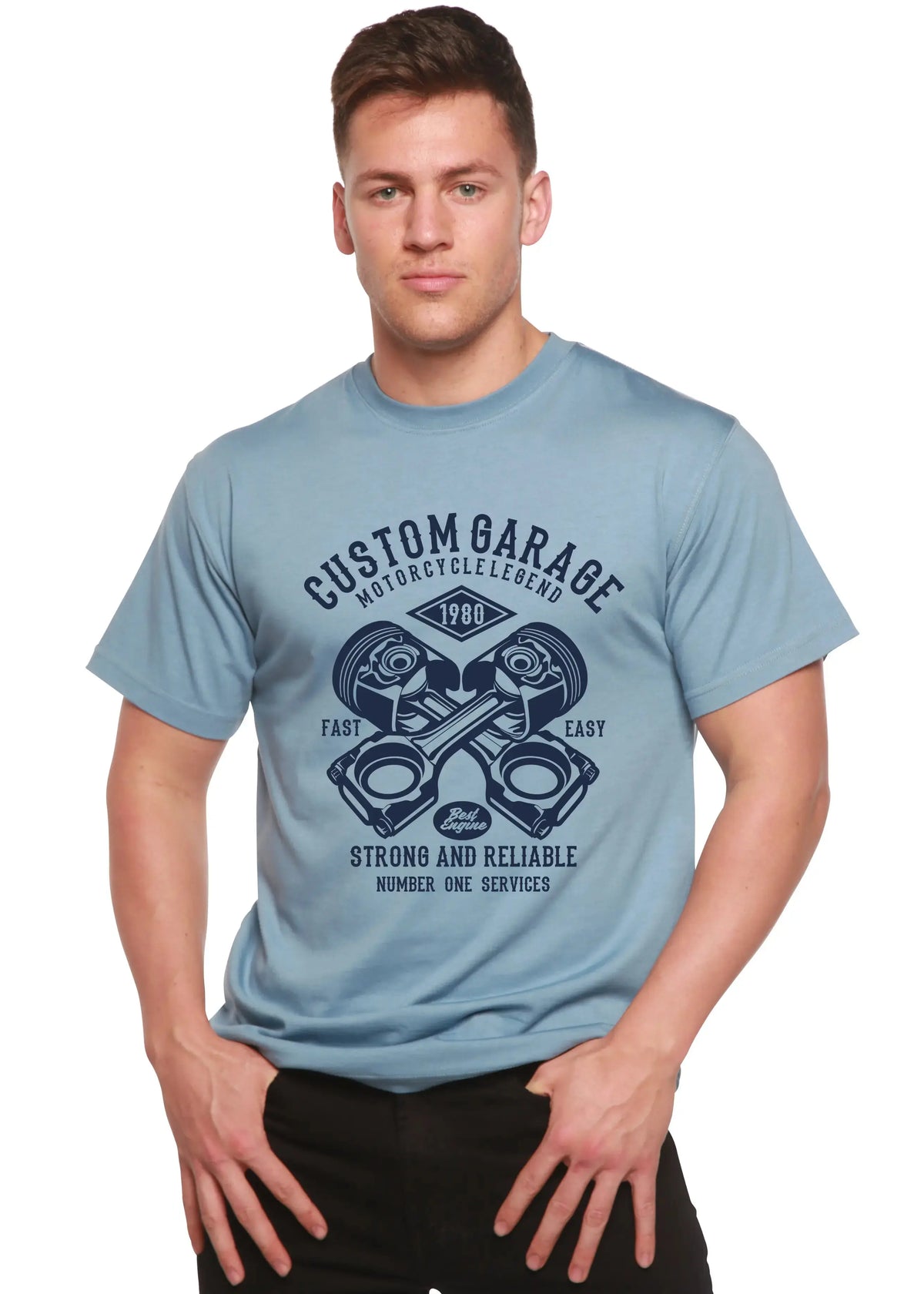 Custom Garage Men's Bamboo Viscose/Organic Cotton Short Sleeve Graphic T-Shirt Spun Bamboo