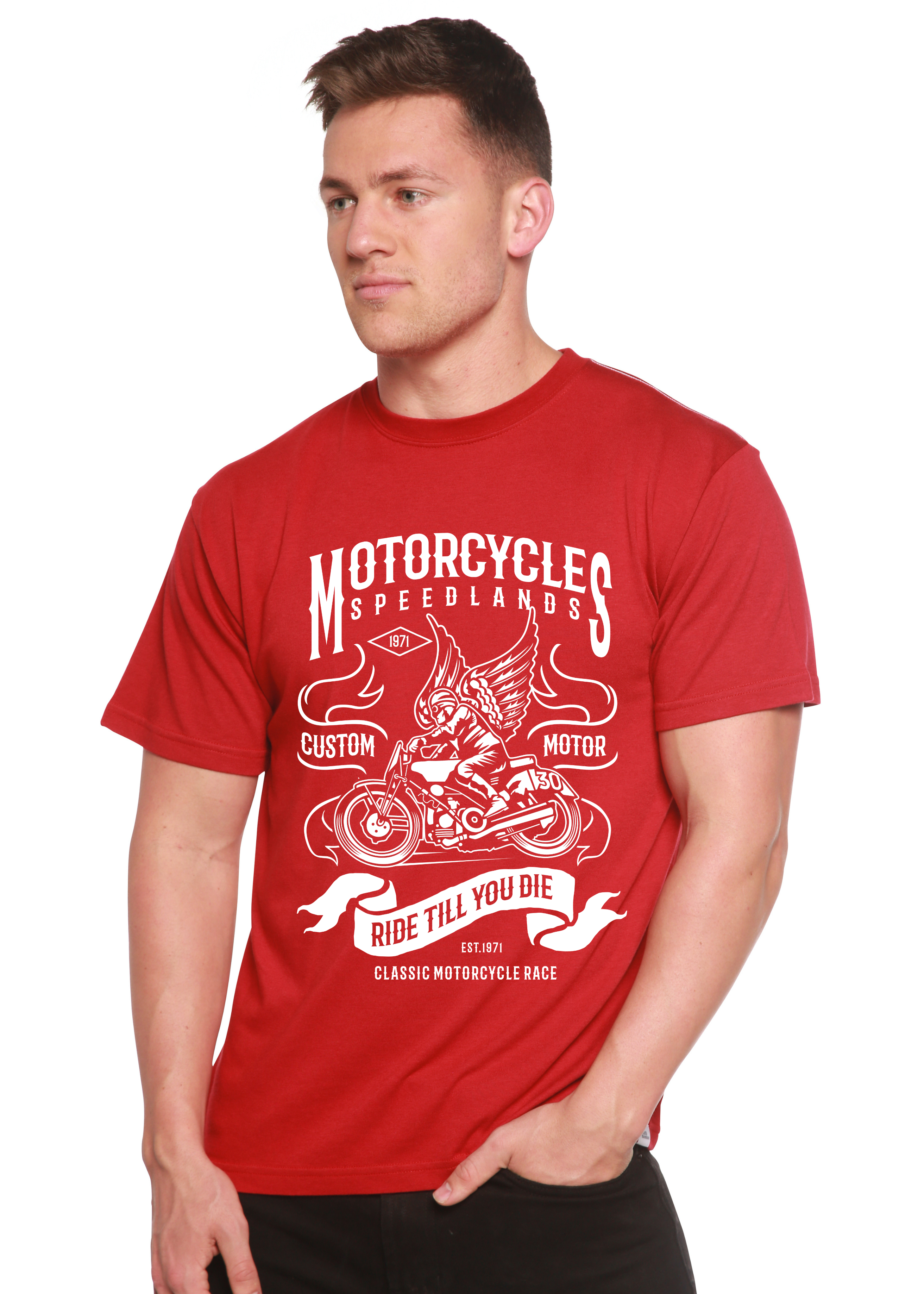 Motorcycles Men's Bamboo Viscose/Organic Cotton Short Sleeve Graphic T-Shirt Spun Bamboo