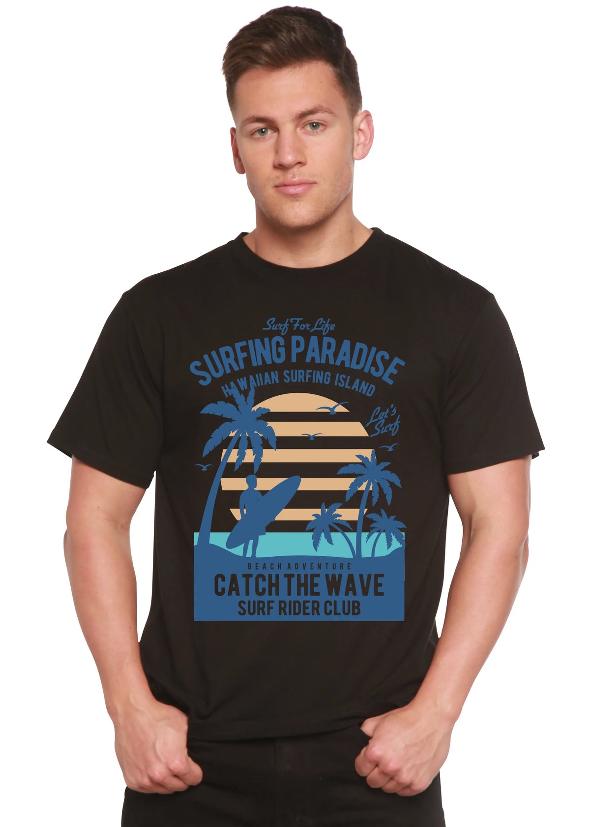 Surfing Paradis Spun Bamboo® Men's Bamboo Viscose/Organic Cotton Short Sleeve Graphic T-Shirt Spun Bamboo