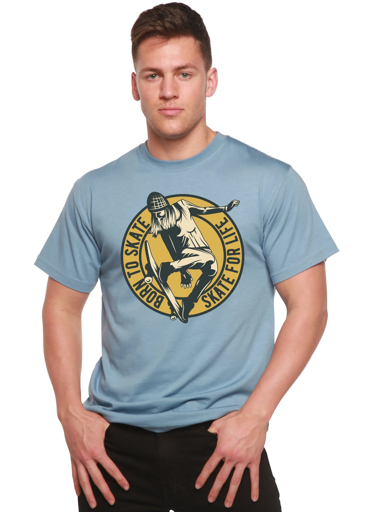 Skate For Life Men's Bamboo Viscose/Organic Cotton Short Sleeve Graphic T-Shirt Spun Bamboo