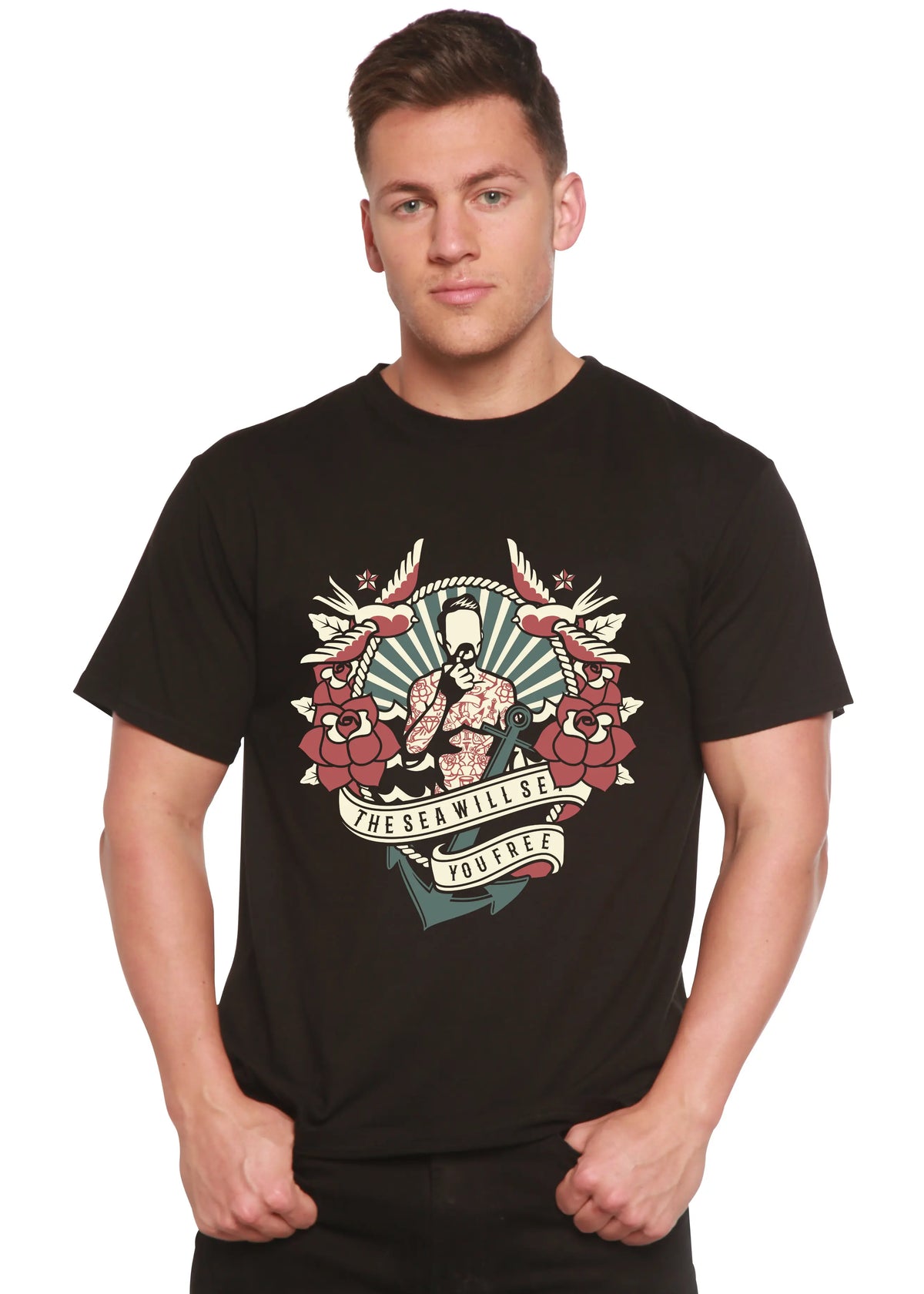 The Sea Will Spun Bamboo® Men's Bamboo Viscose/Organic Cotton Short Sleeve Graphic T-Shirt Spun Bamboo