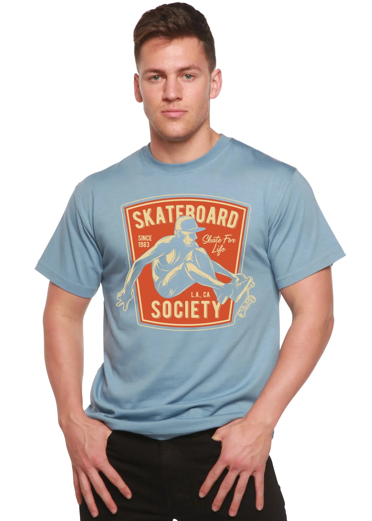 Skateboard Society Men's Bamboo Viscose/Organic Cotton Short Sleeve Graphic T-Shirt Spun Bamboo