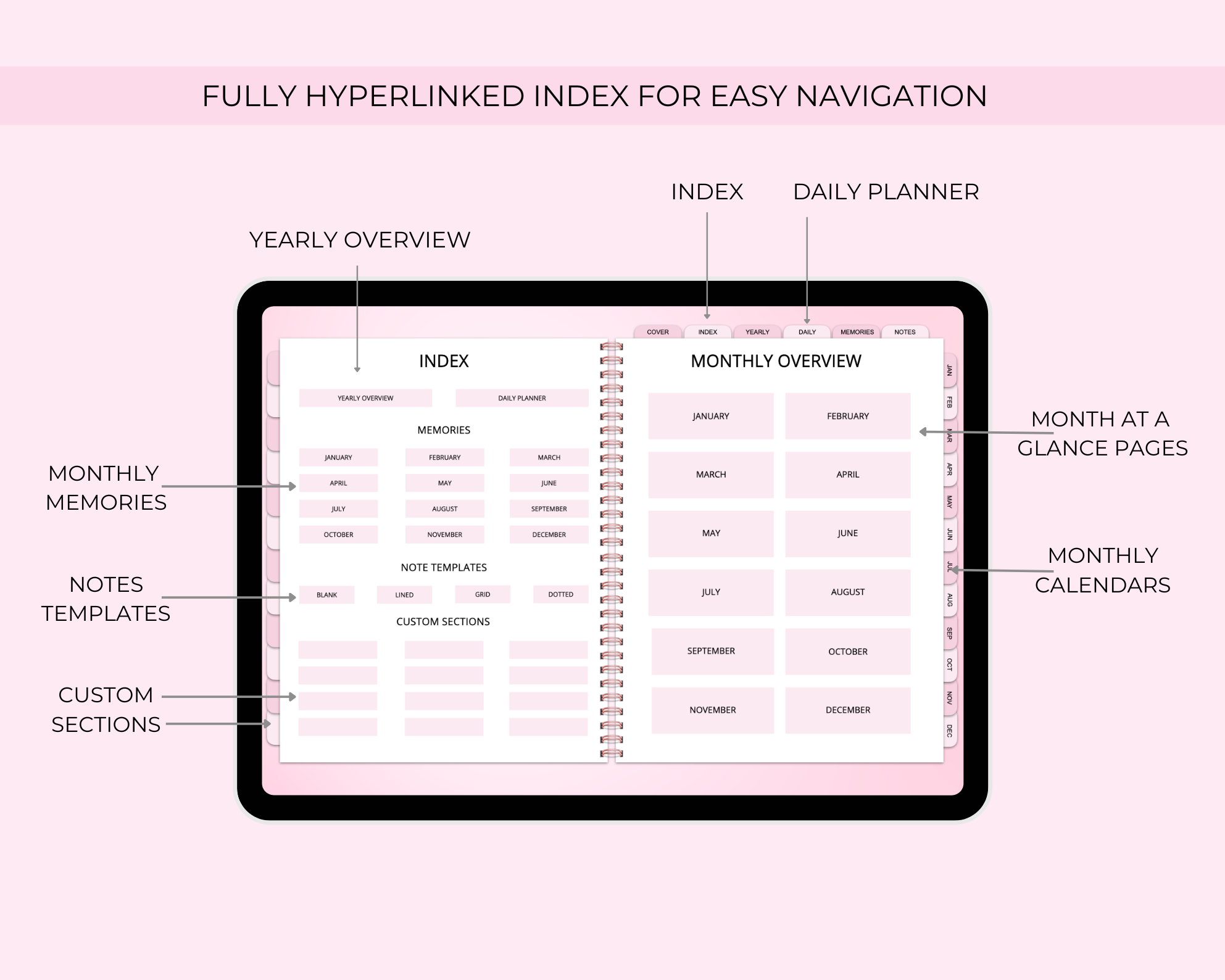 2026 Simply Elegant Digital Planner in Pink Jessica Autumn