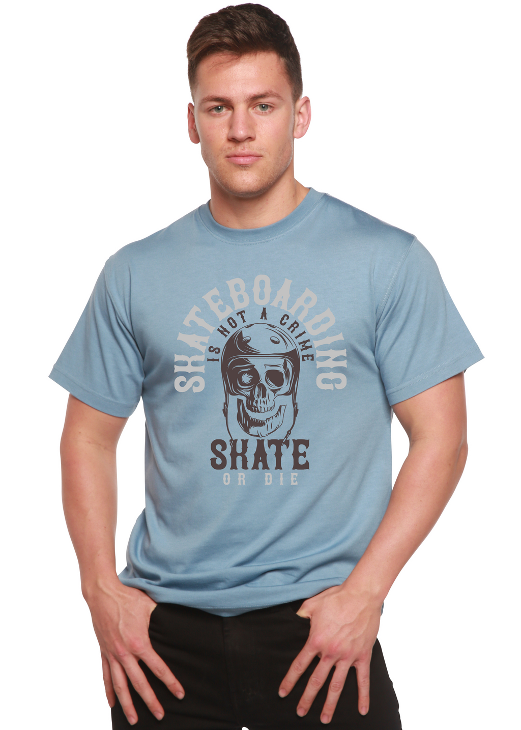 Skate Boarding Men's Bamboo Viscose/Organic Cotton Short Sleeve Graphic T-Shirt Spun Bamboo