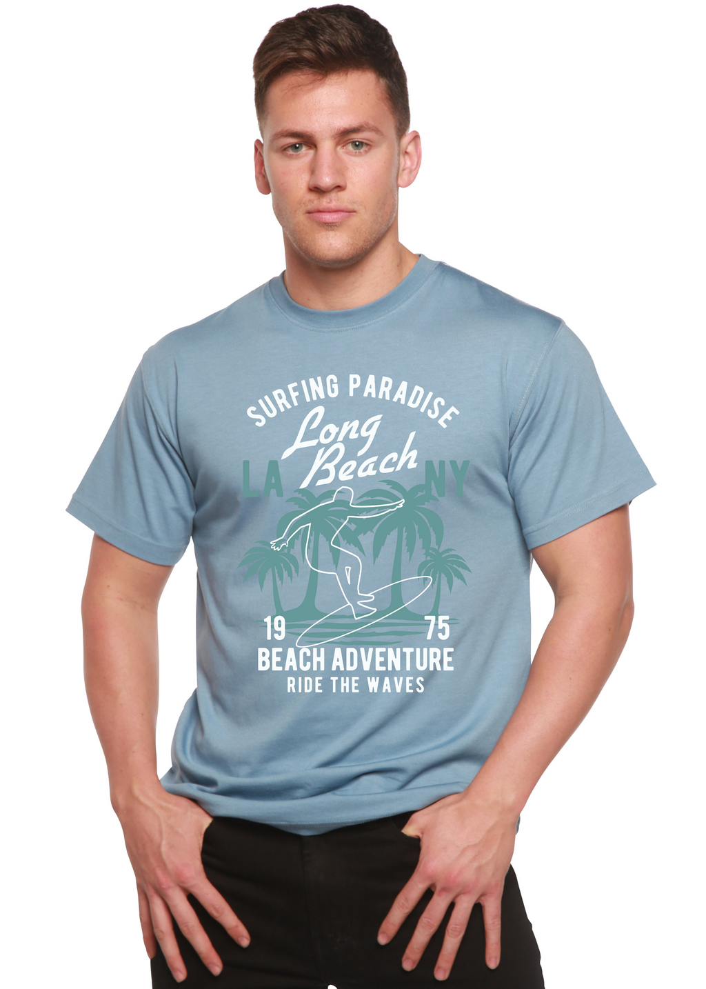 Beach Adventure Men's Bamboo Viscose/Organic Cotton Short Sleeve Graphic T-Shirt Spun Bamboo