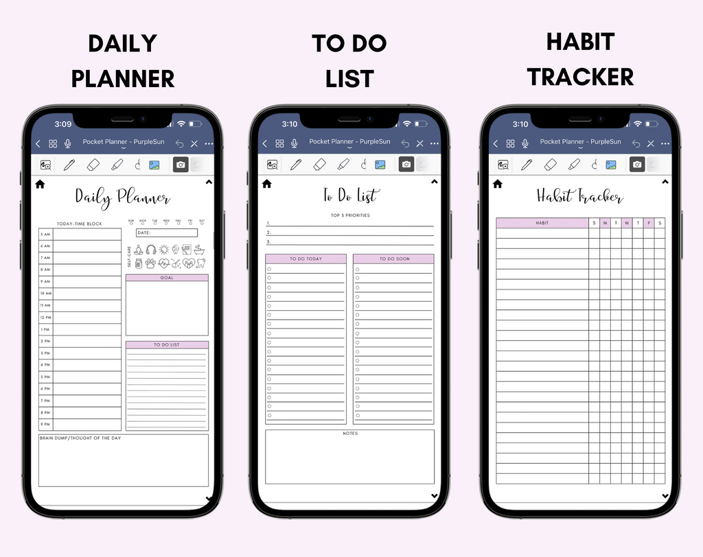 Digital Phone Planner Purple Jessica Autumn