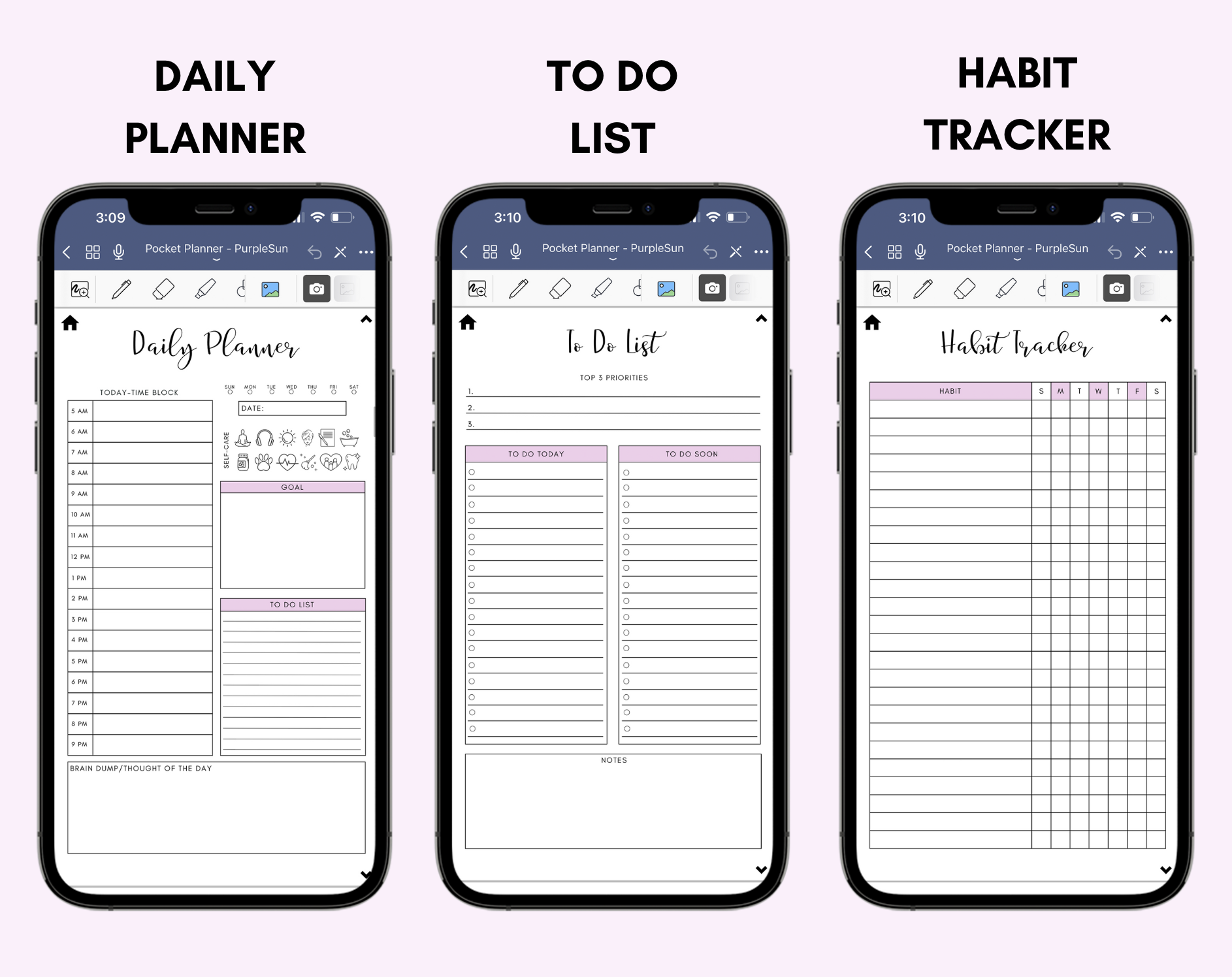 Digital Phone Planner Purple Jessica Autumn