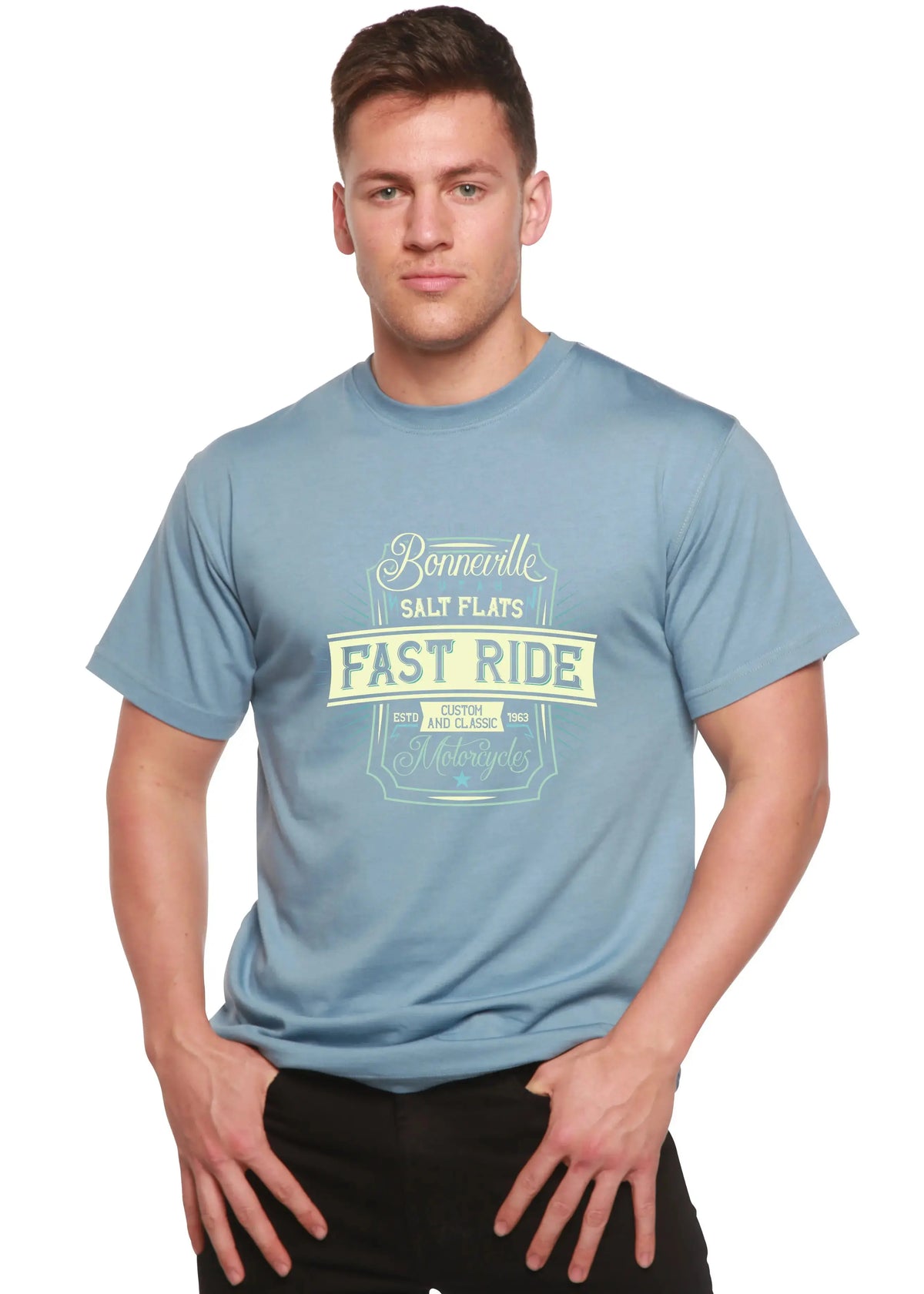 Fast Ride Men's Bamboo Viscose/Organic Cotton Short Sleeve Graphic T-Shirt Spun Bamboo