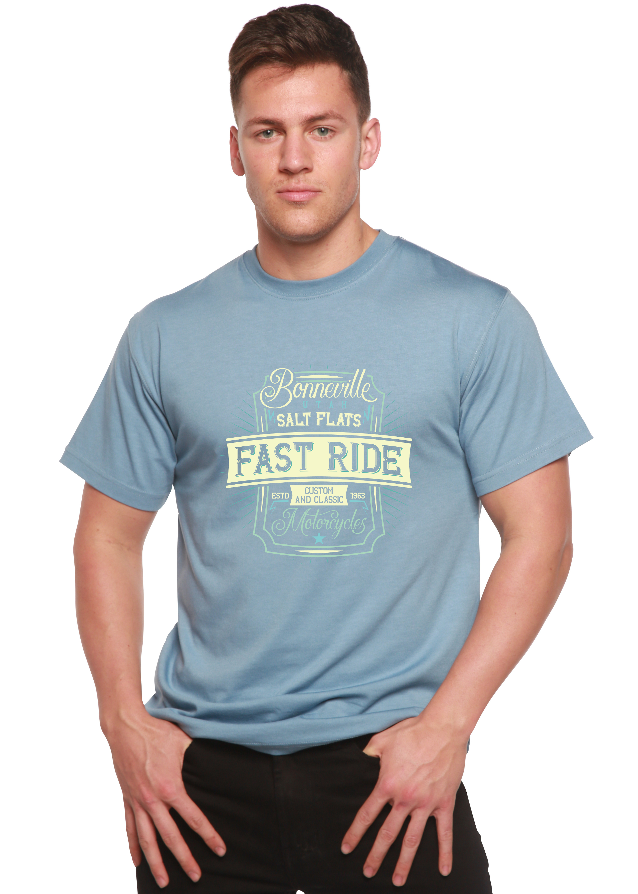 Fast Ride Men's Bamboo Viscose/Organic Cotton Short Sleeve Graphic T-Shirt Spun Bamboo