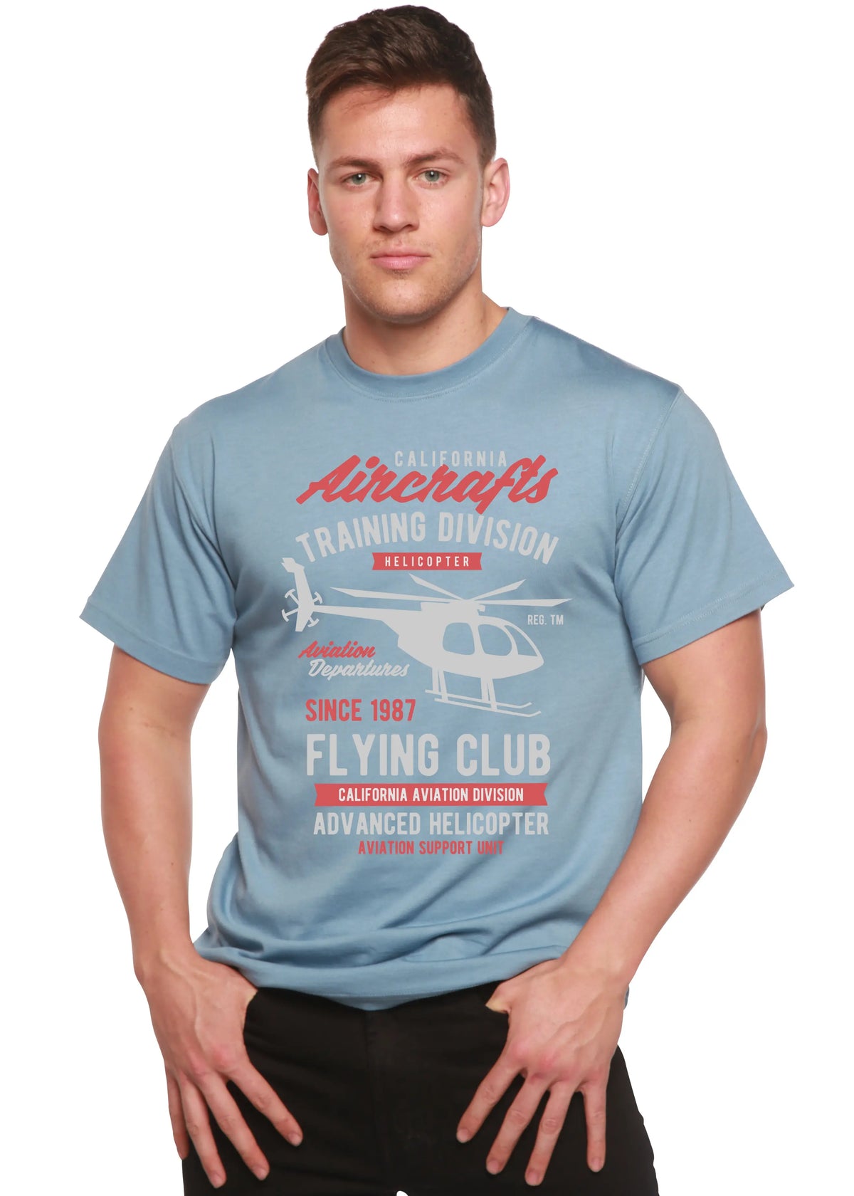 California Aircraft Men's Bamboo Viscose/Organic Cotton Short Sleeve Graphic T-Shirt Spun Bamboo