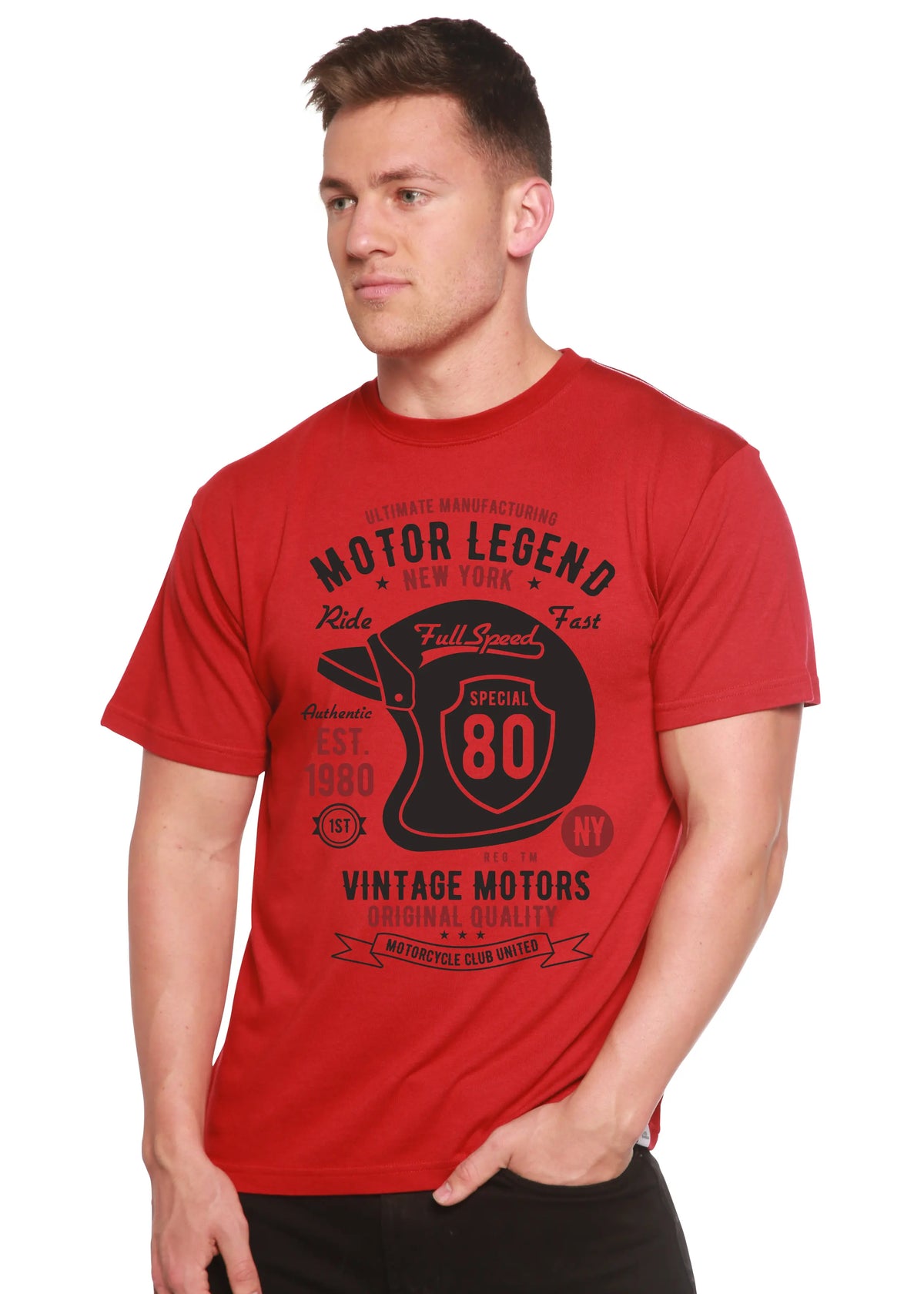 Motor Legend Helmet Men's Bamboo Viscose/Organic Cotton Short Sleeve Graphic T-Shirt Spun Bamboo
