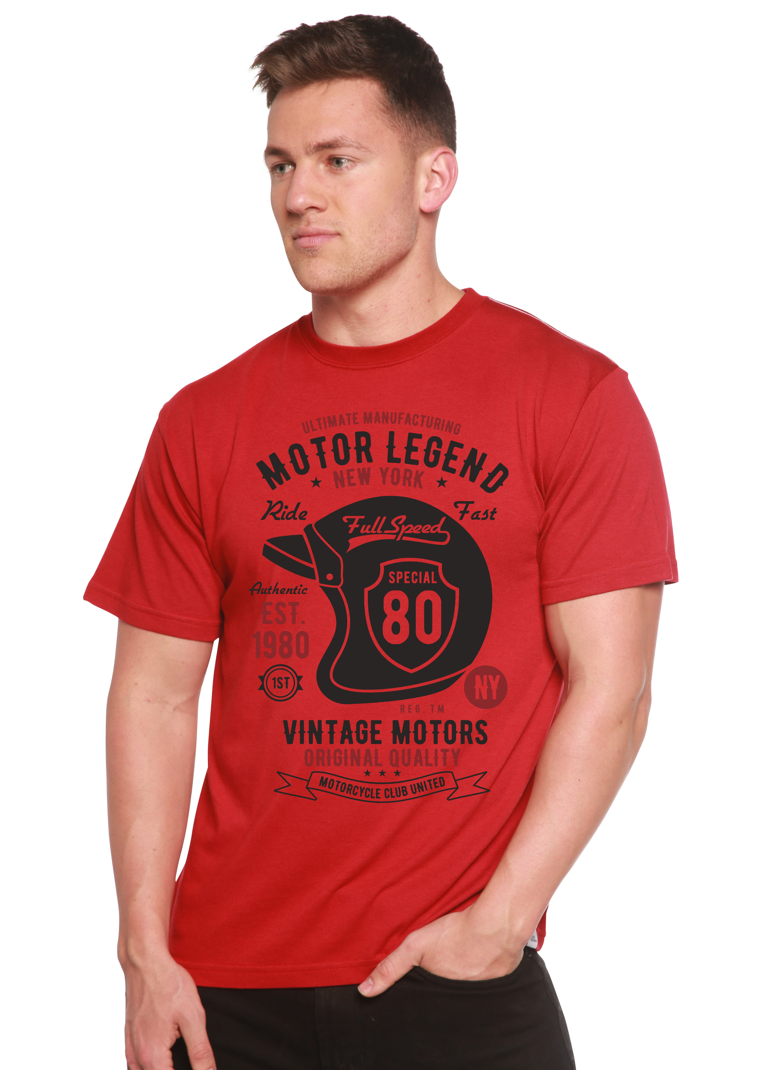 Motor Legend Helmet Men's Bamboo Viscose/Organic Cotton Short Sleeve Graphic T-Shirt Spun Bamboo