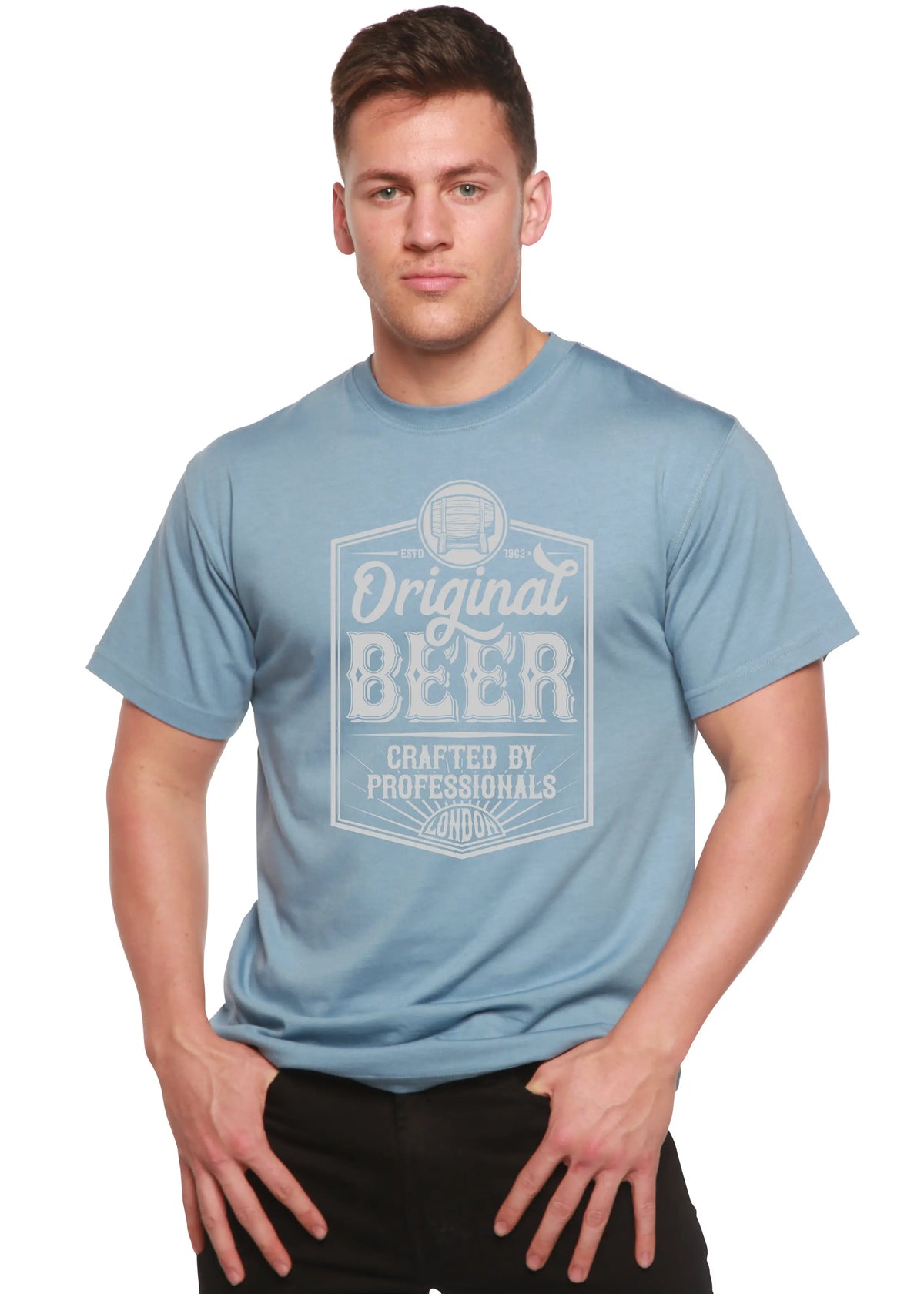 Original Beer Men's Bamboo Viscose/Organic Cotton Short Sleeve Graphic T-Shirt Spun Bamboo