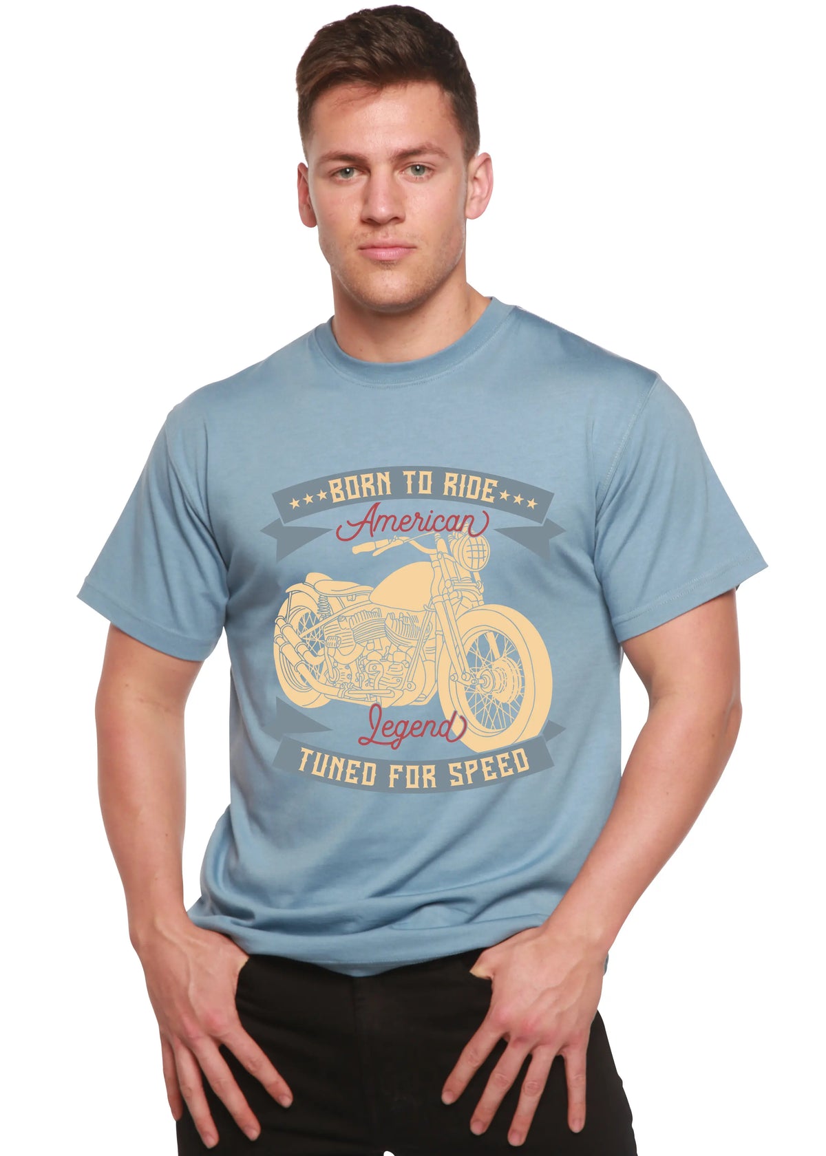 Born To Ride American Legend Men's Bamboo Viscose/Organic Cotton Short Sleeve Graphic T-Shirt Spun Bamboo