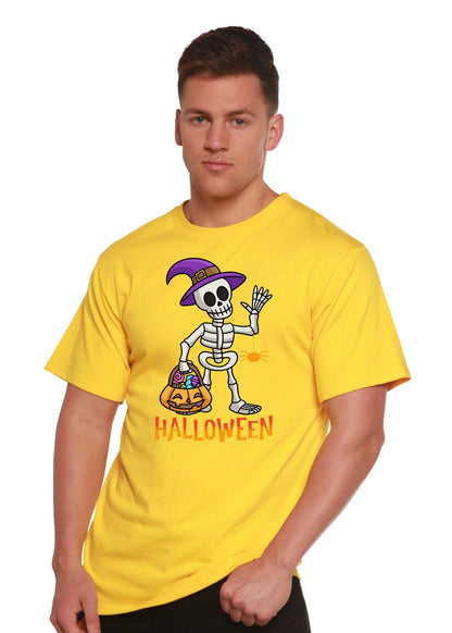 Happy Halloween Unisex Bamboo Viscose/Organic Cotton Short Sleeve Graphic T-Shirt Spun Bamboo