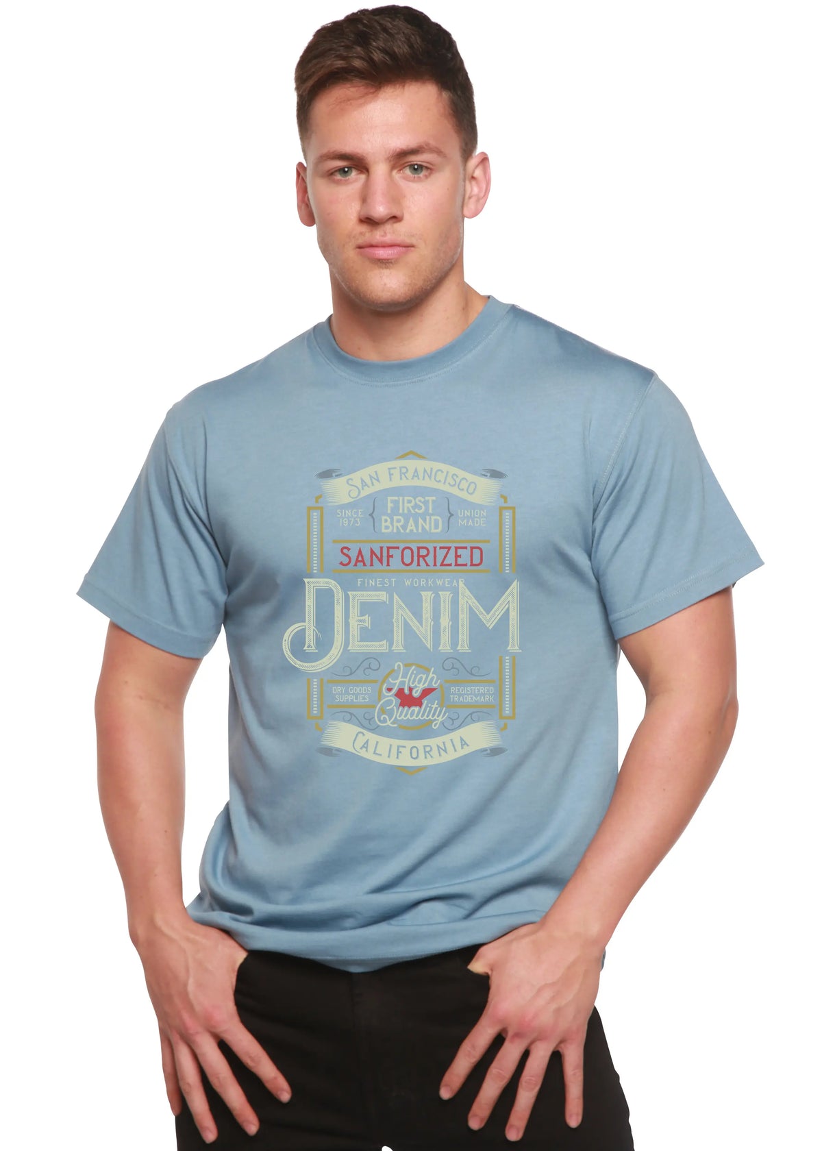 Denim California Men's Bamboo Viscose/Organic Cotton Short Sleeve Graphic T-Shirt Spun Bamboo