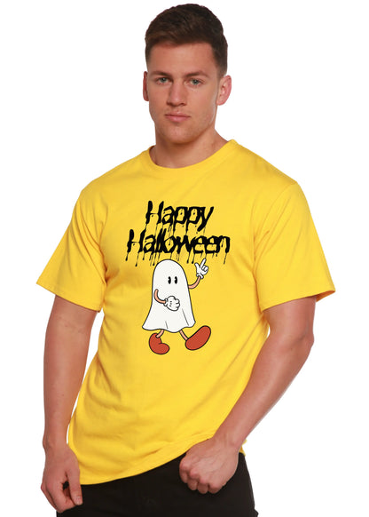Happy Halloween Men's Bamboo Viscose/Organic Cotton Short Sleeve Graphic T-Shirt Spun Bamboo