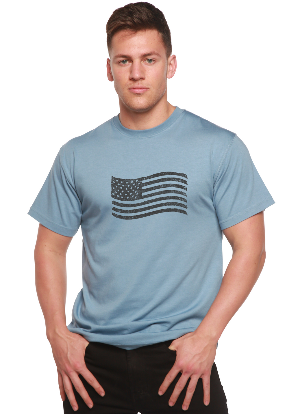 American Flag Men's Bamboo Short Sleeve Graphic T-Shirt Spun Bamboo