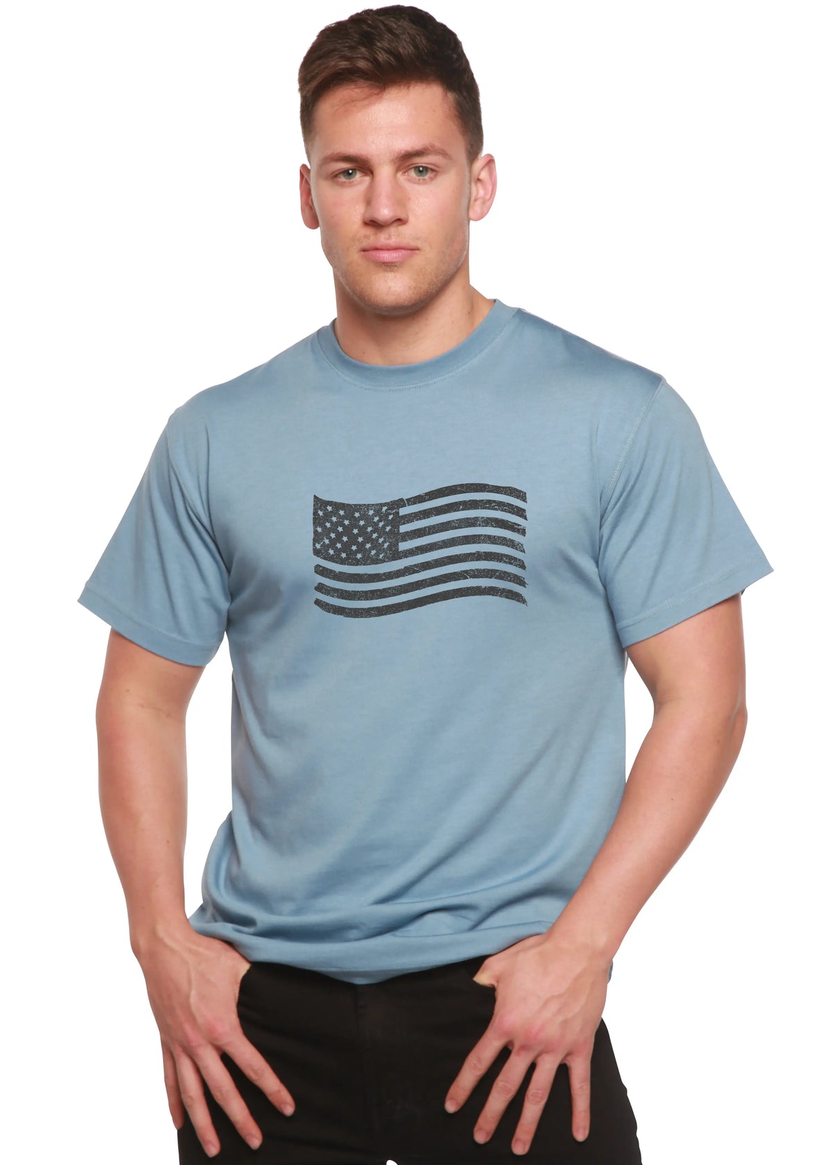 American Flag Men's Bamboo Short Sleeve Graphic T-Shirt Spun Bamboo