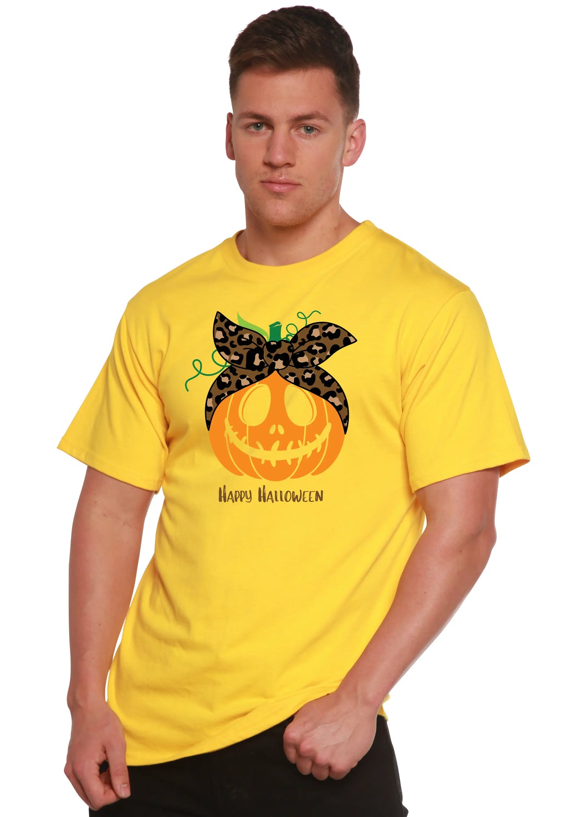 Happy Halloween Men's Bamboo Viscose/Organic Cotton Short Sleeve Graphic T-Shirt Spun Bamboo