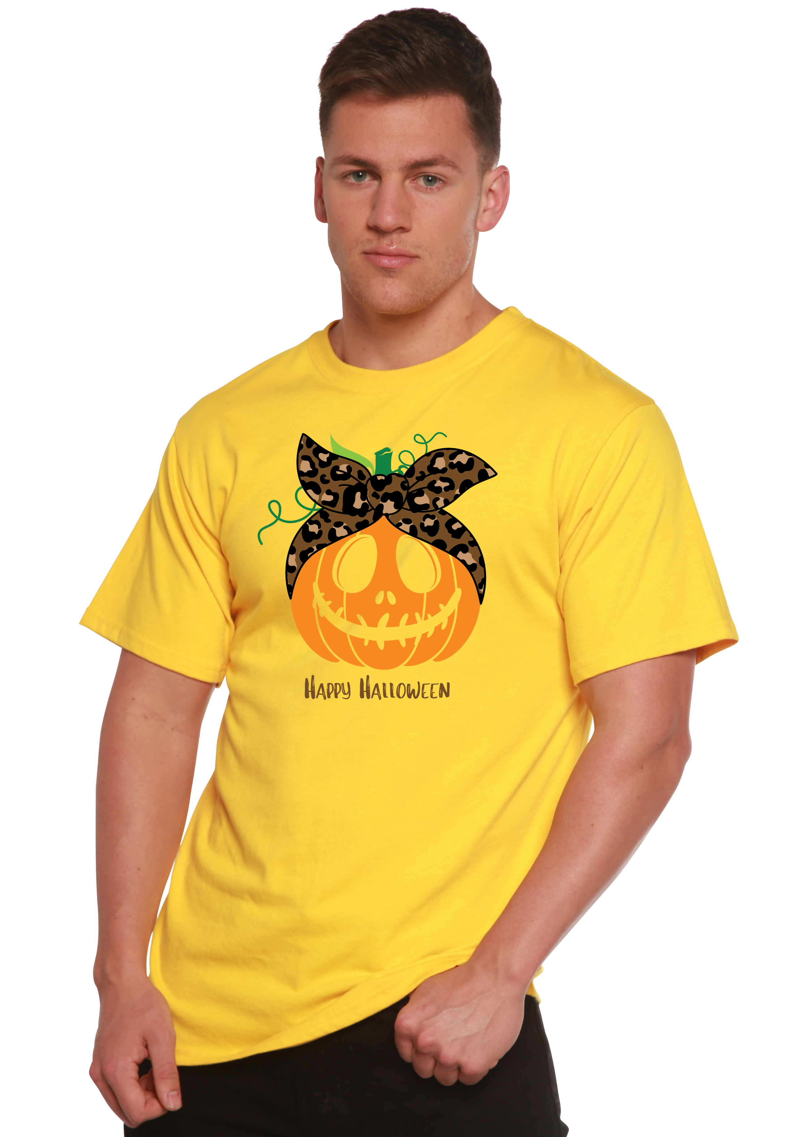 Happy Halloween Men's Bamboo Viscose/Organic Cotton Short Sleeve Graphic T-Shirt Spun Bamboo