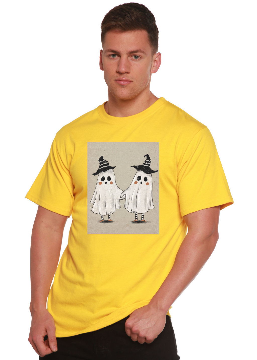 Cute Ghost Men's Bamboo Viscose/Organic Cotton Short Sleeve Graphic T-Shirt Spun Bamboo