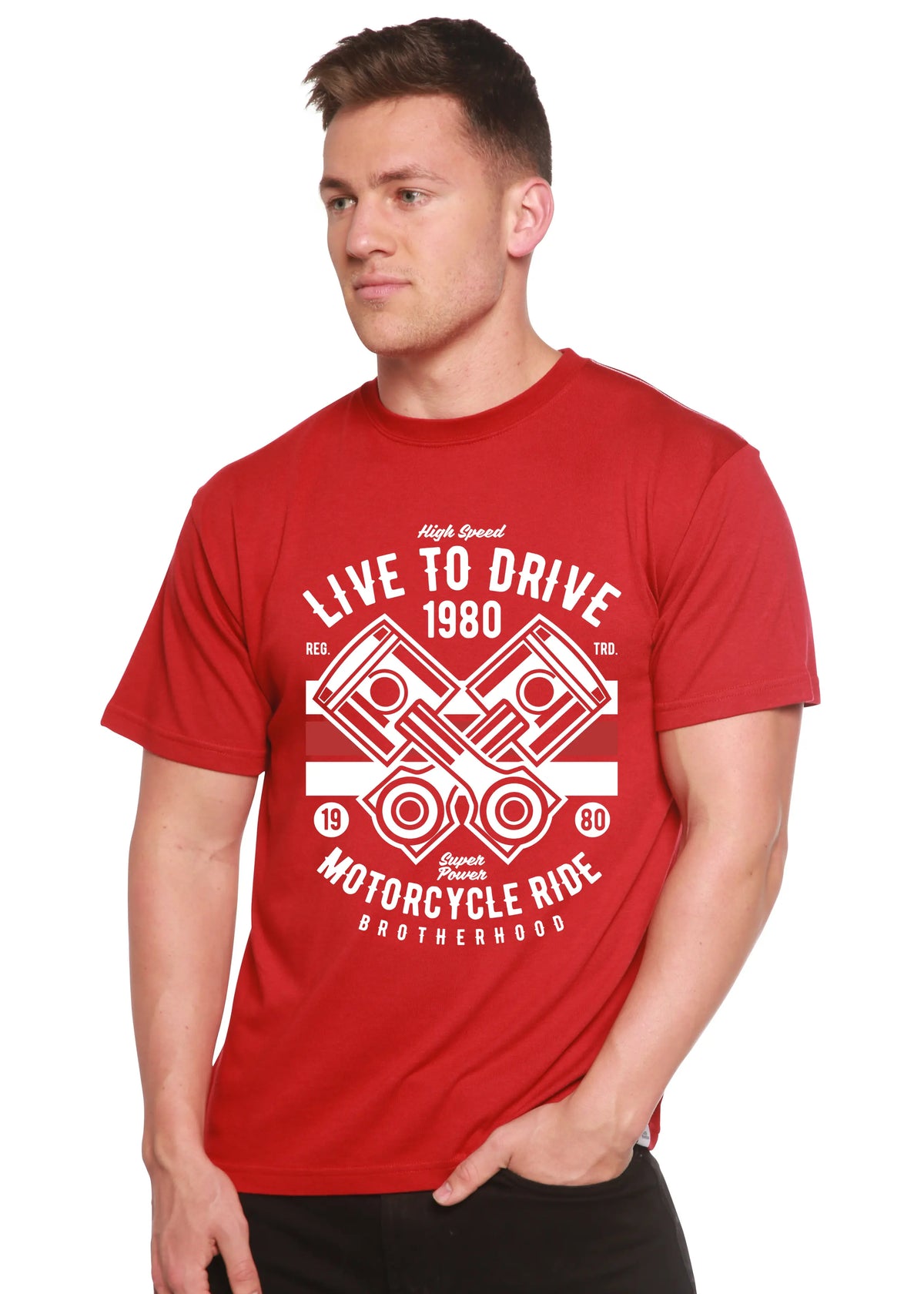 Live To Ride 1980 Men's Bamboo Viscose/Organic Cotton Short Sleeve Graphic T-Shirt Spun Bamboo